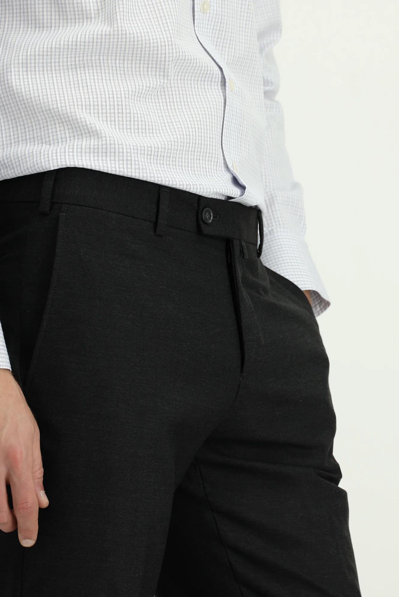 Koyu Füme 7 Drop Slim Fit Dar Kesim Yünlü Klasik Kumaş Pantolon - Image 5
