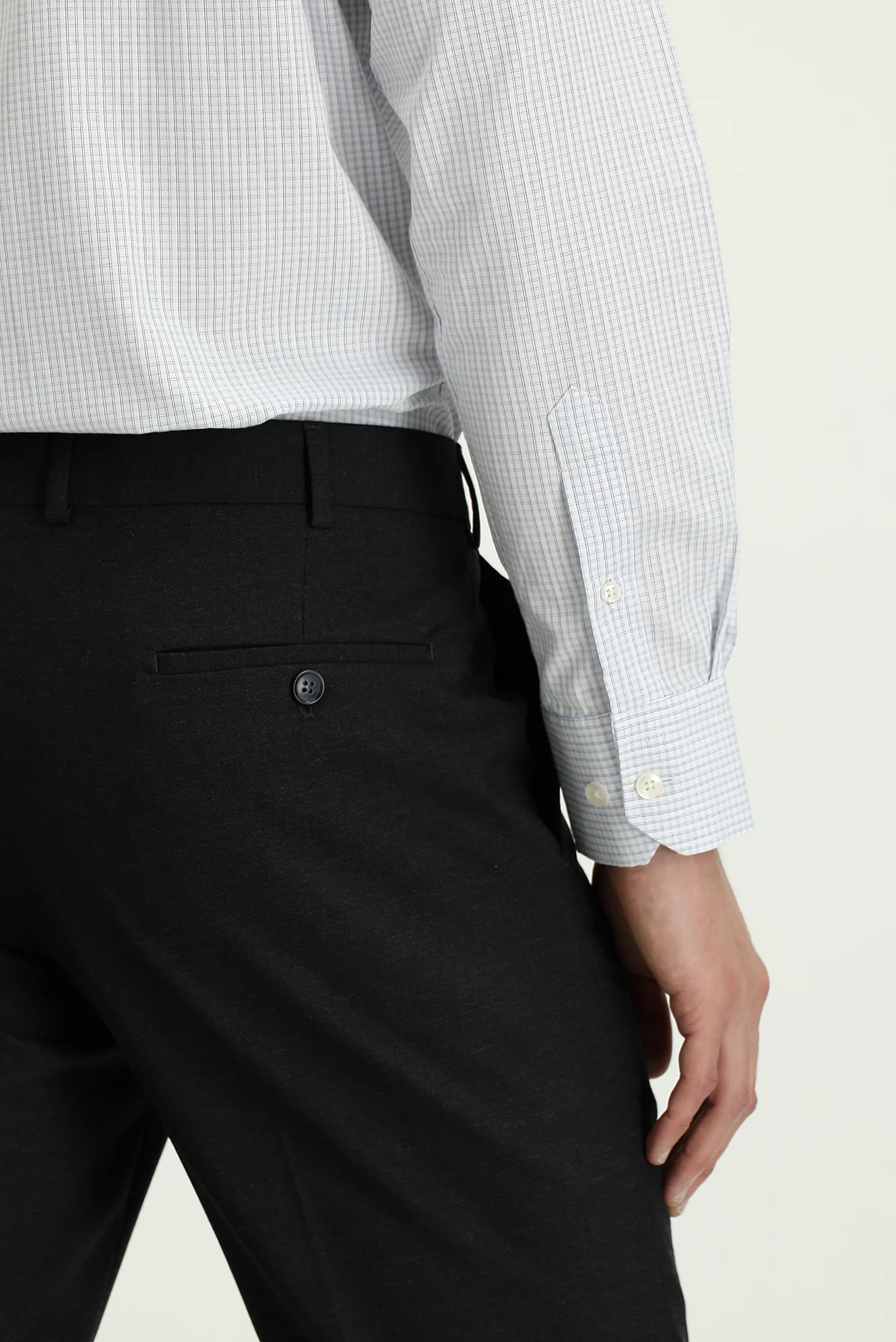 Koyu Füme 7 Drop Slim Fit Dar Kesim Yünlü Klasik Kumaş Pantolon - Image 6