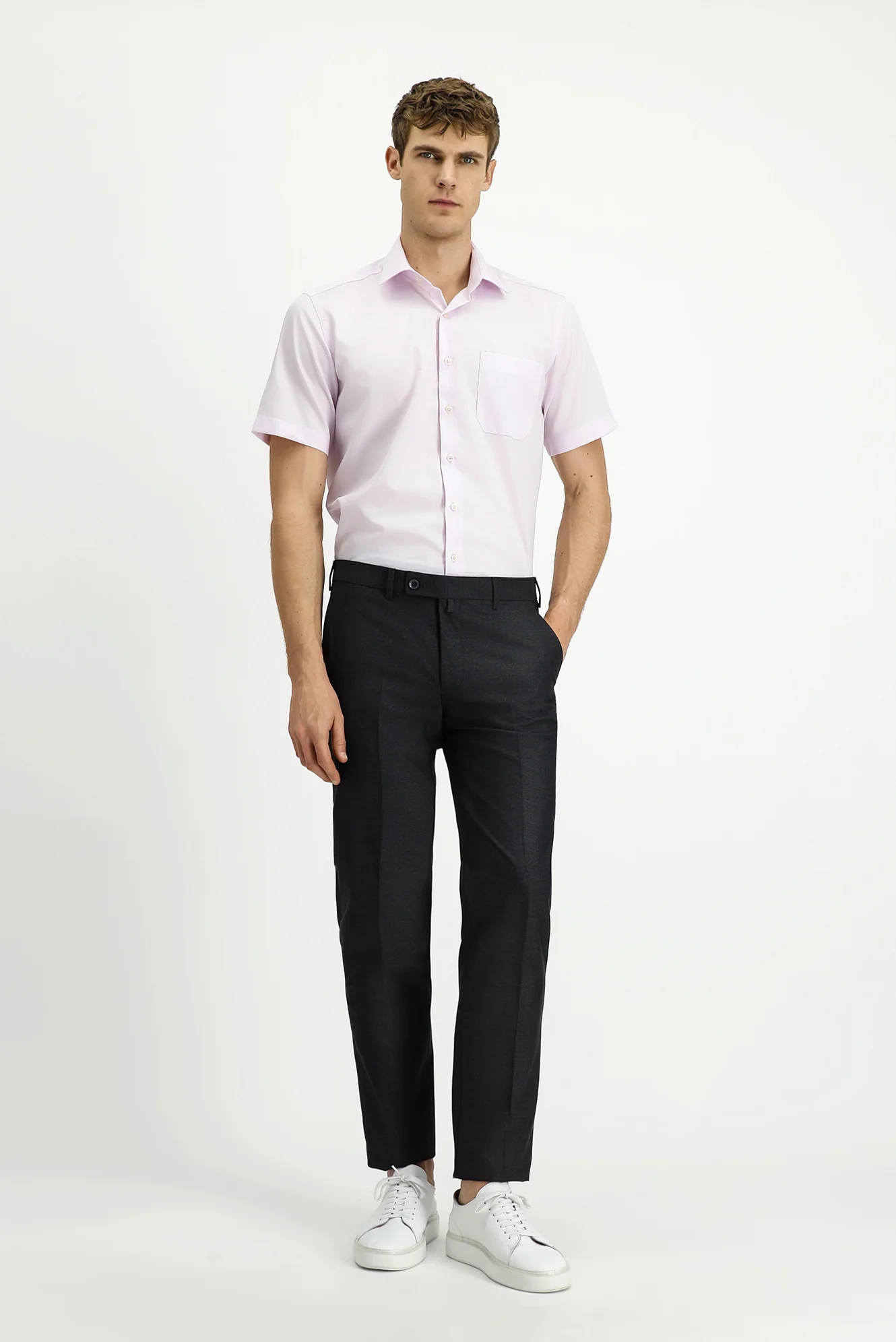 Koyu Füme 7 Drop Slim Fit Dar Kesim Yünlü Klasik Kumaş Pantolon