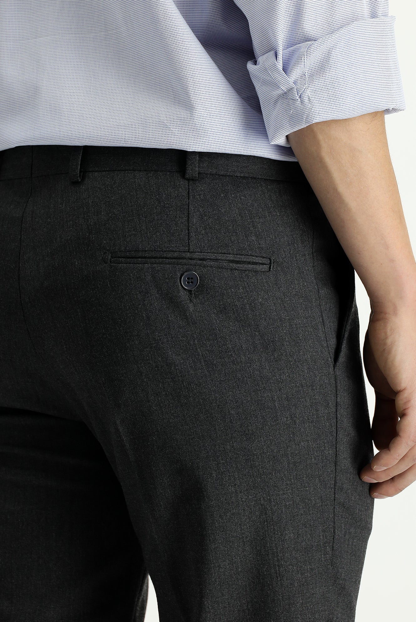 Koyu Füme 7 Drop Slim Fit Dar Kesim Yünlü Klasik Kumaş Pantolon - Image 6