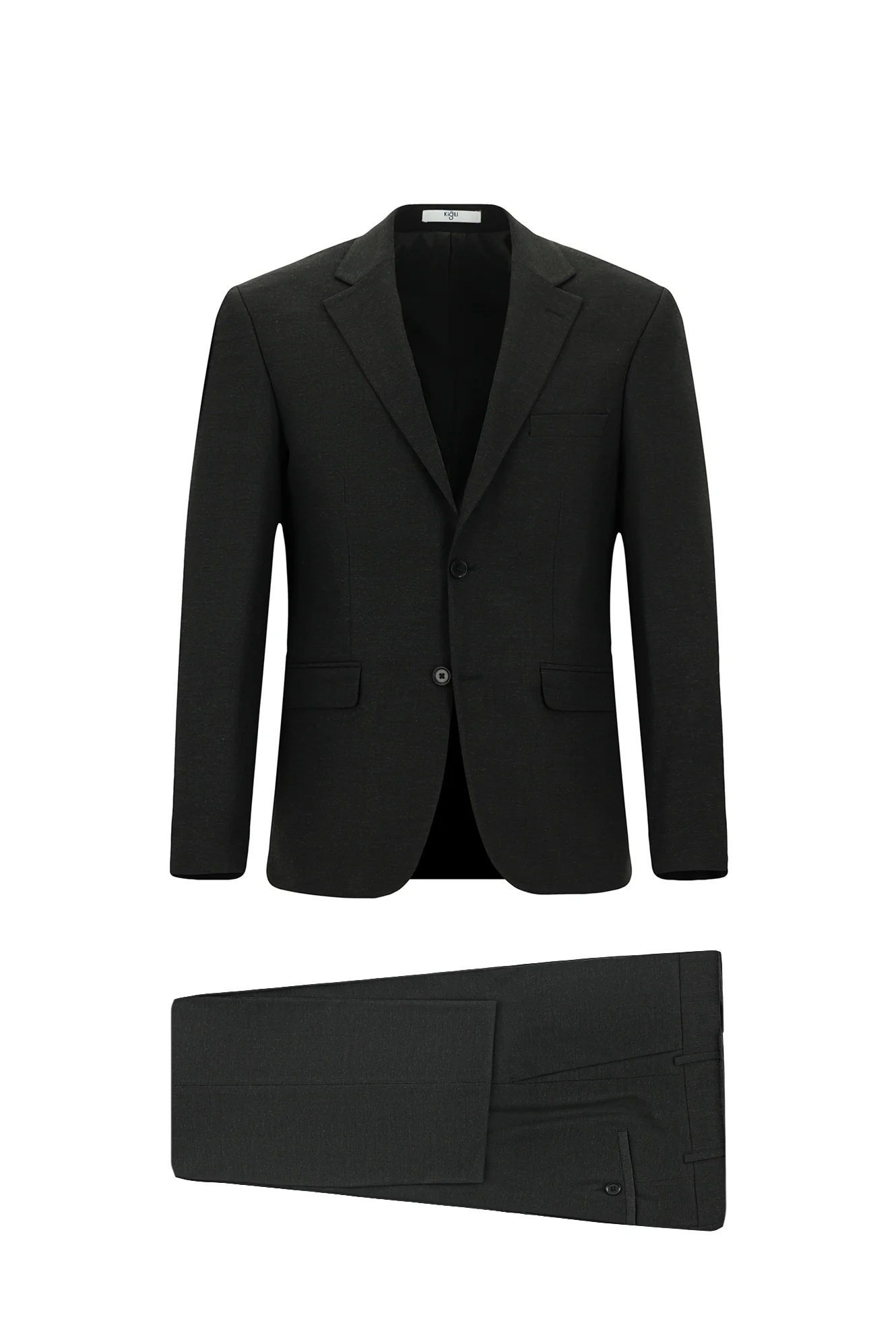 Koyu Füme 7 Drop Slim Fit Dar Kesim Yünlü Takım Elbise