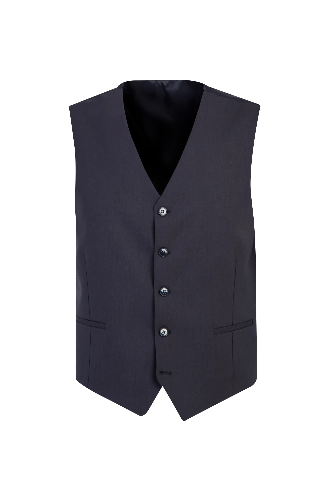 Koyu Füme 7 Drop Slim Fit Dar Kesim Yünlü Yelekli Takım Elbise - Image 4