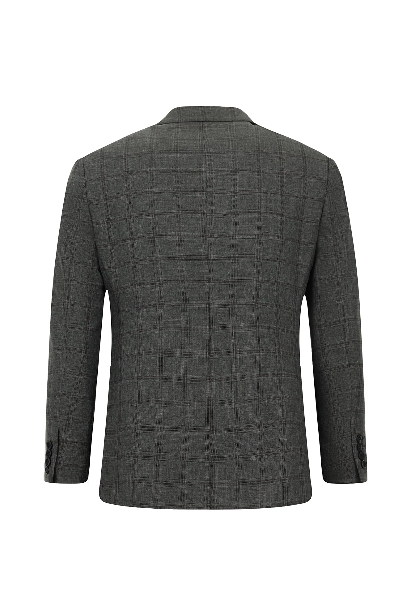 Koyu Füme 7 Drop Slim Fit Dar Kesim Kareli Takım Elbise - Image 3