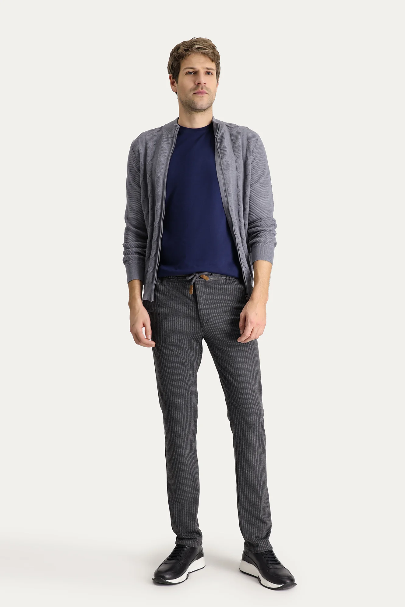Koyu Füme Regular Fit Standart Kesim Slımfıt Beli Bağcıklı Pantolon - Image 2