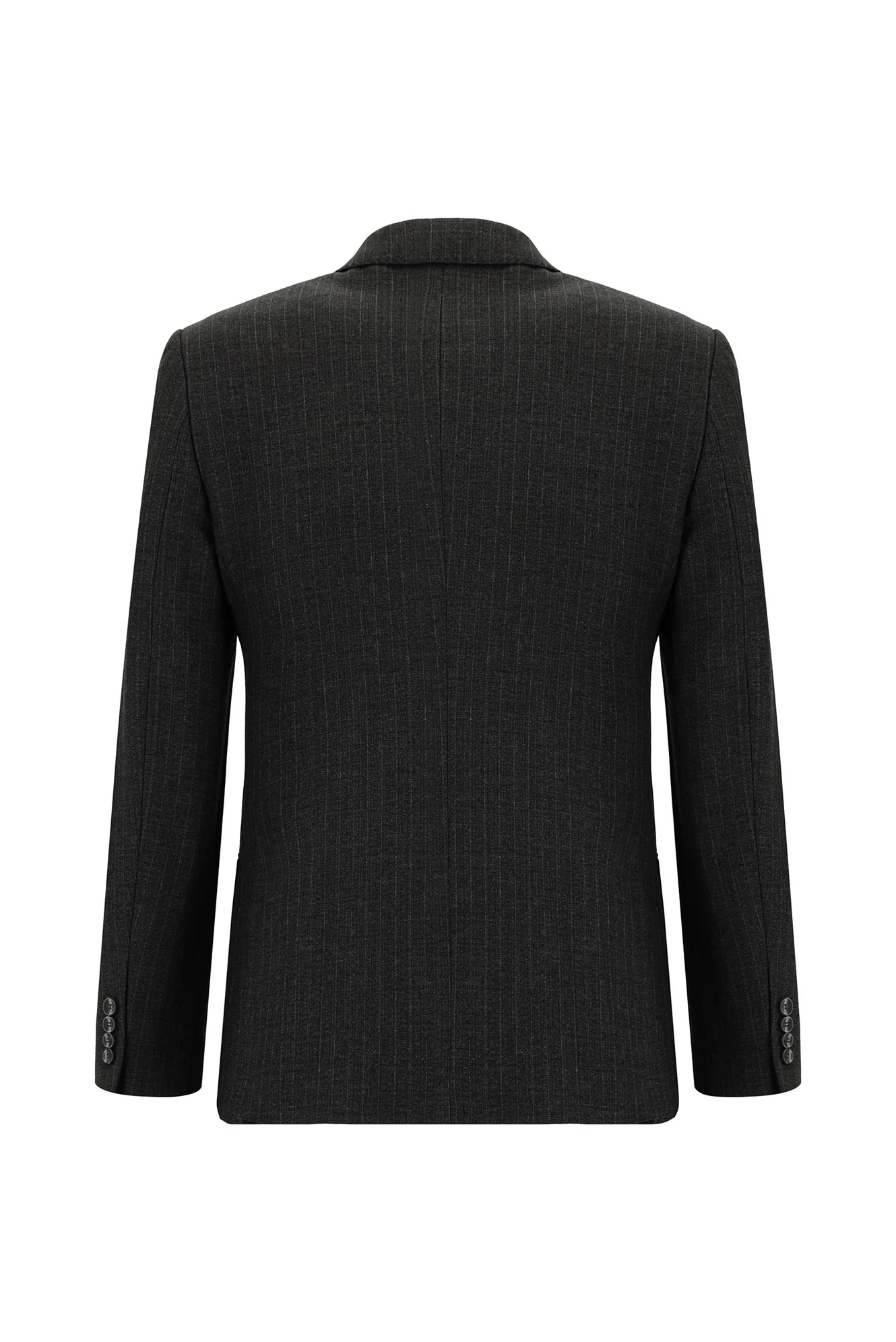 Koyu Füme 7 Drop Super Slim Fit Eksra Dar Kesim Çizgili Beli Lastikli İpli Kruvaze Takım Elbise - Image 3