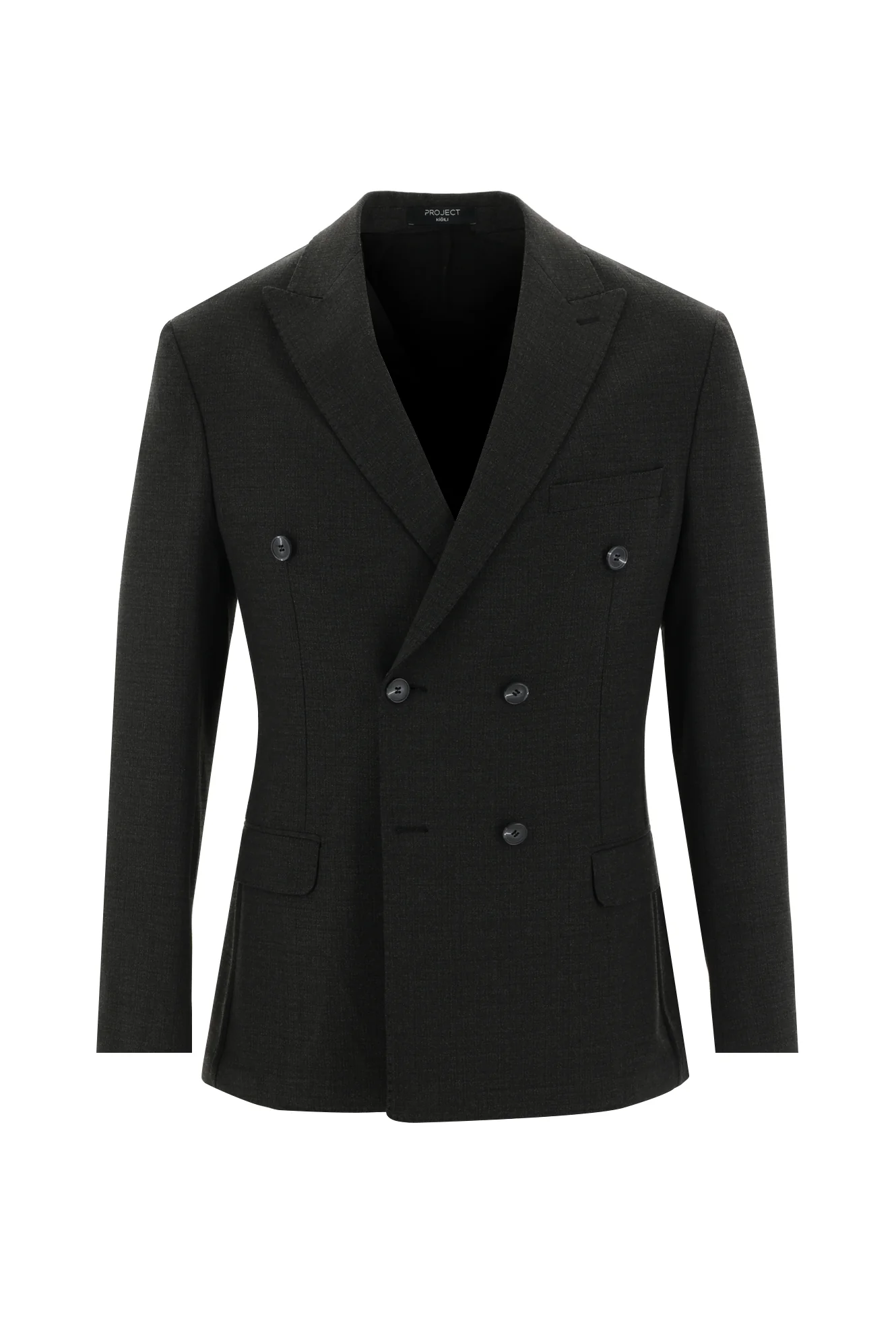 Koyu Füme 7 Drop Super Slim Fit Eksra Dar Kesim Kruvaze Takım Elbise - Image 2