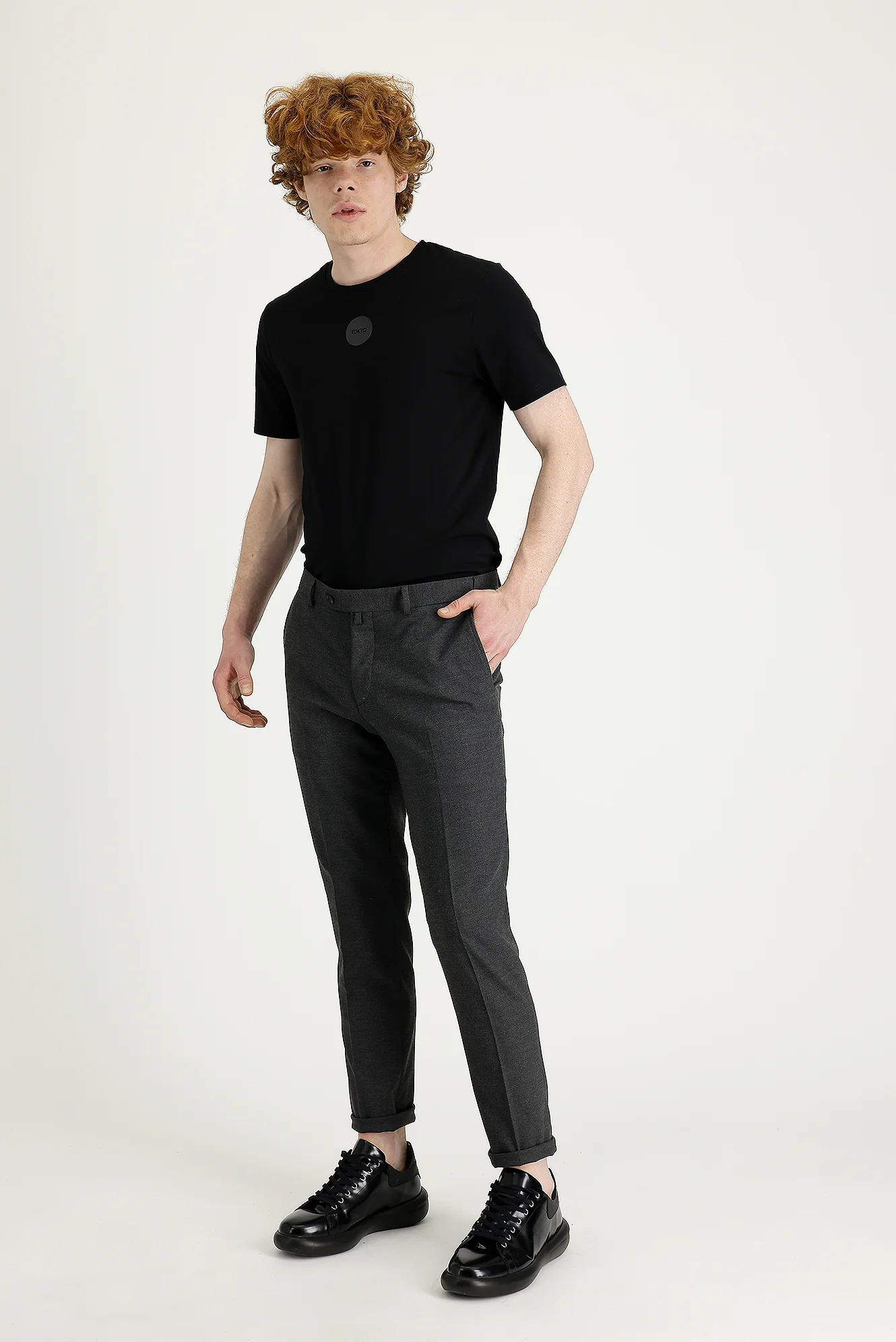 Koyu Füme 7 Drop Super Slim Fit Eksra Dar Kesim Likralı Klasik Kumaş Pantolon