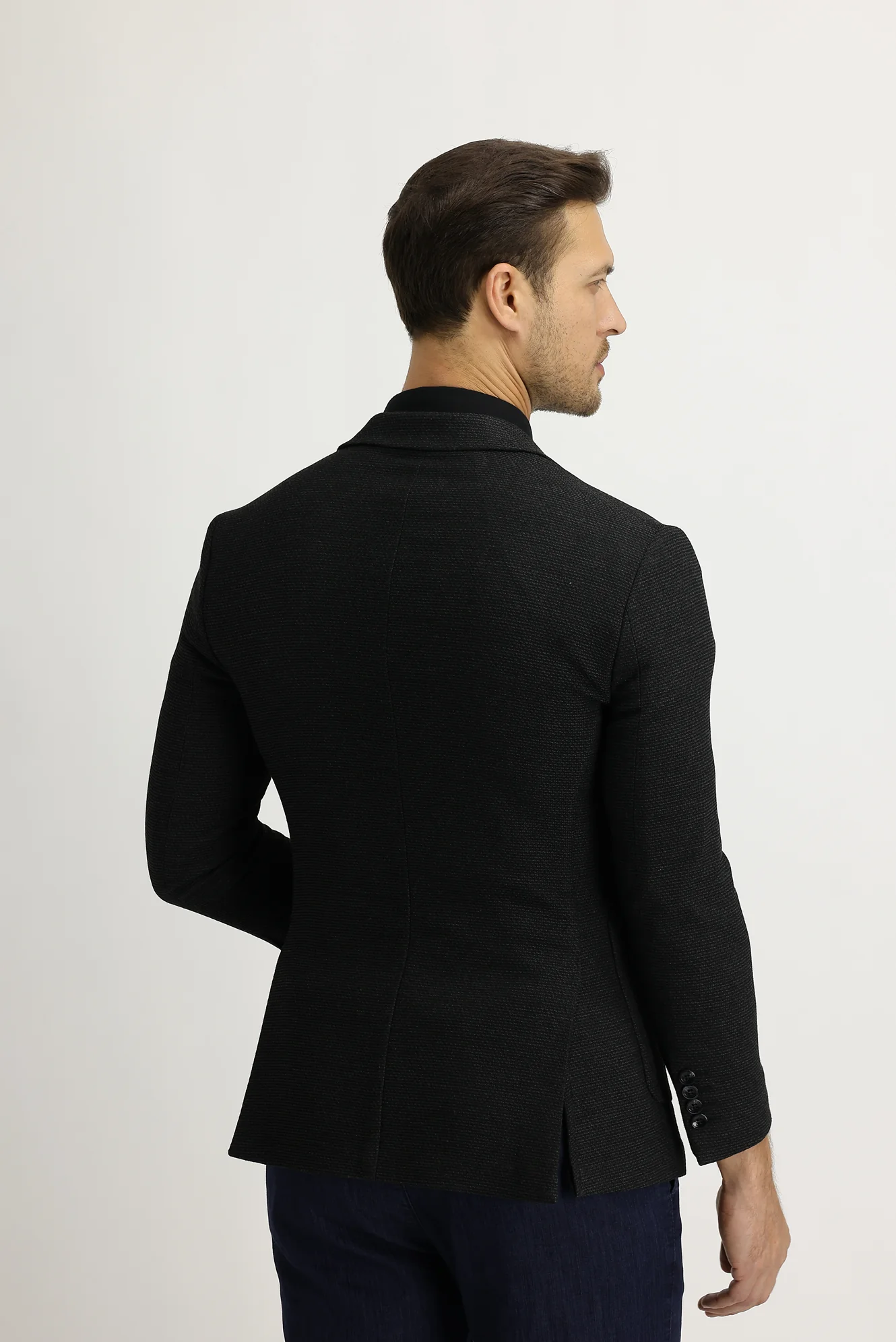 Koyu Füme 7 Drop Super Slim Fit Eksra Dar Kesim Spor Ceket - Image 4
