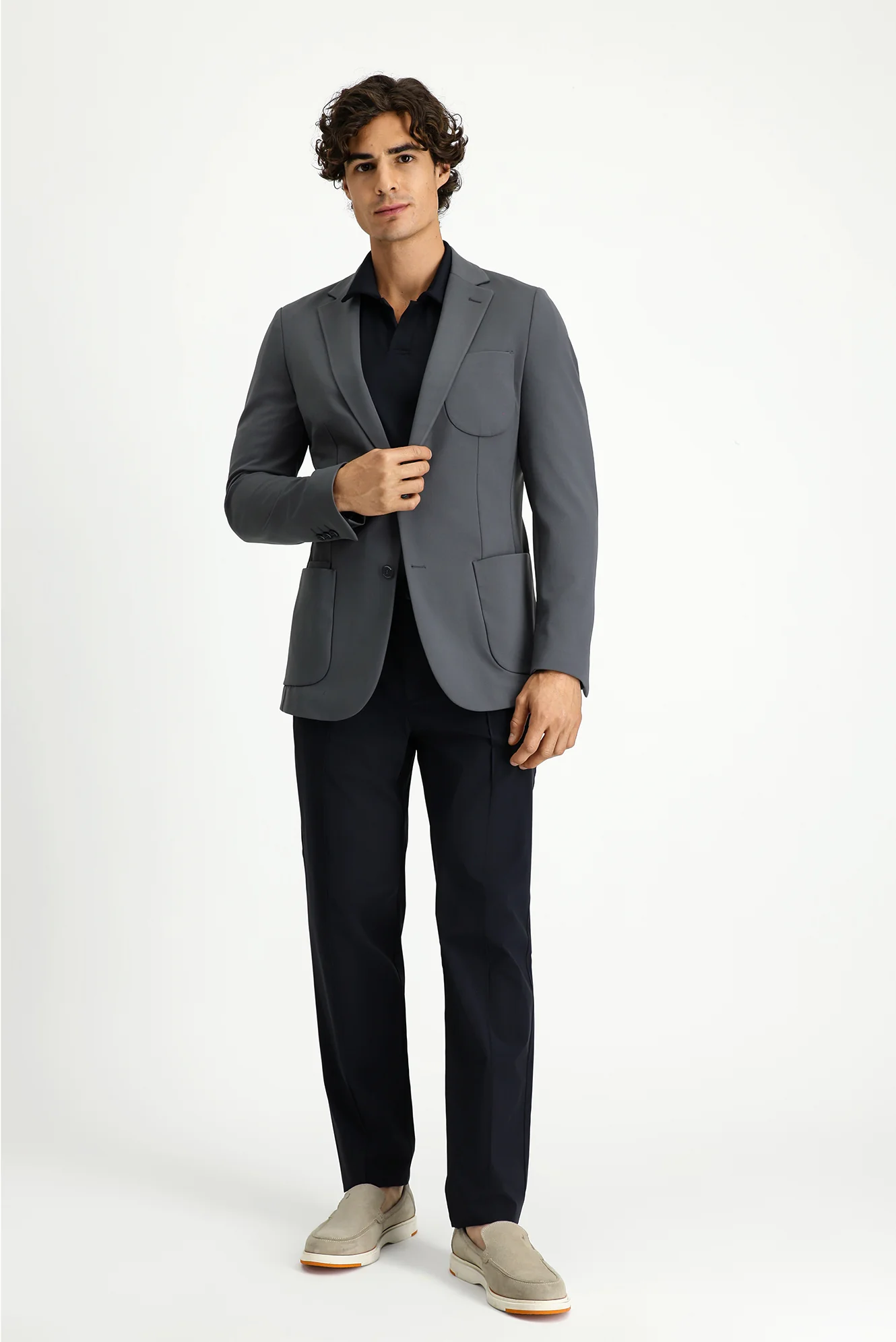 Koyu Füme Techno-Line 6 Drop Regular Fit Standart Kesim Likralı Esnek Ceket - Image 2