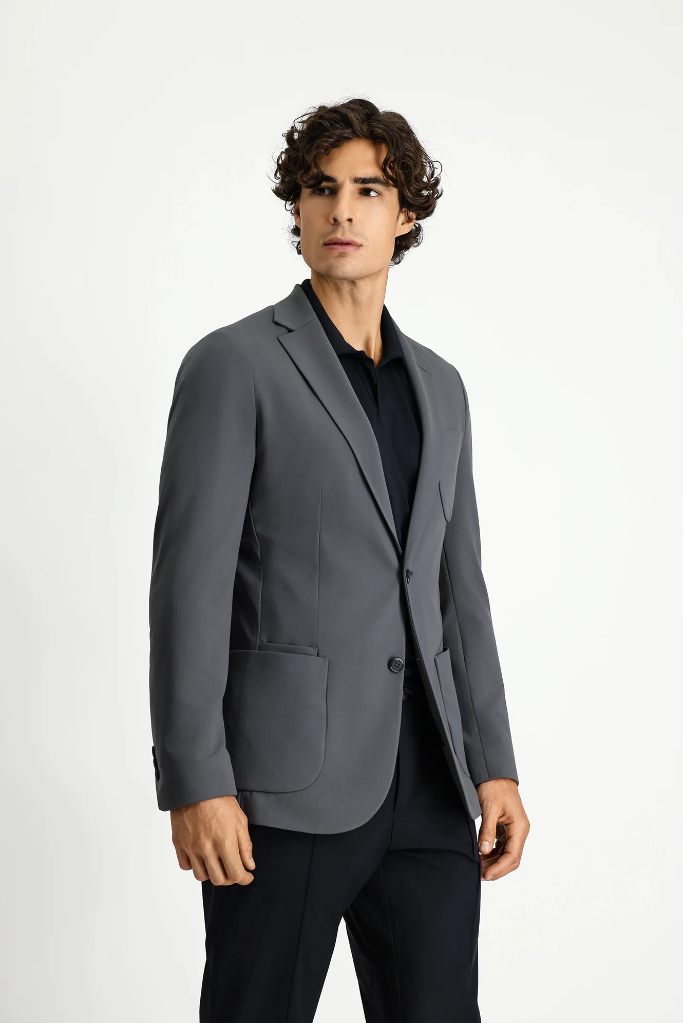 Koyu Füme Techno-Line 7 Drop Super Slim Fit Eksra Dar Kesim Likralı Ceket - Image 3