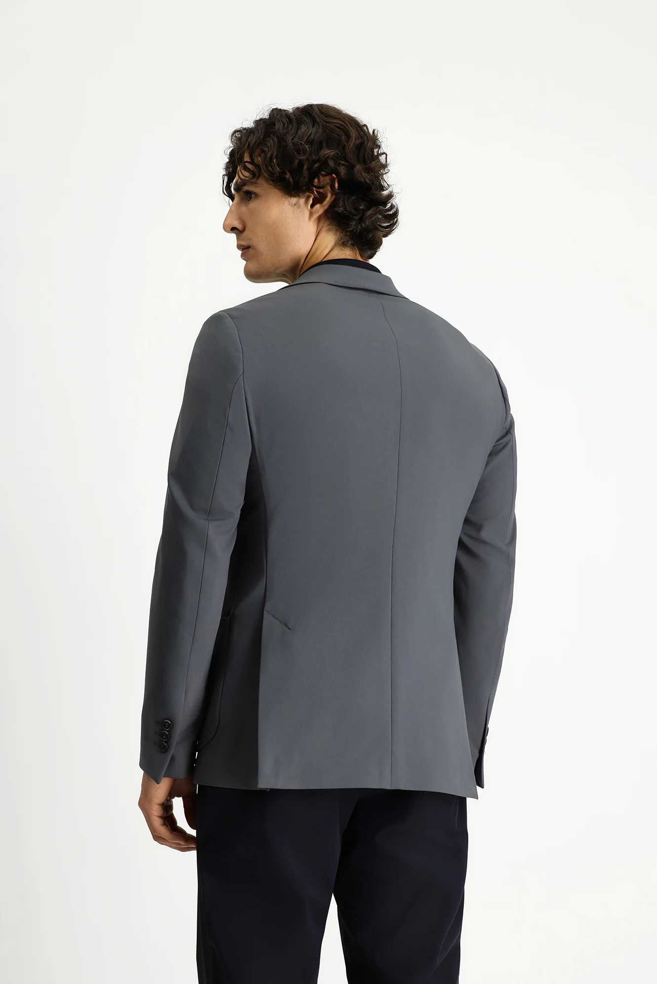 Koyu Füme Techno-Line 7 Drop Super Slim Fit Eksra Dar Kesim Likralı Ceket - Image 5