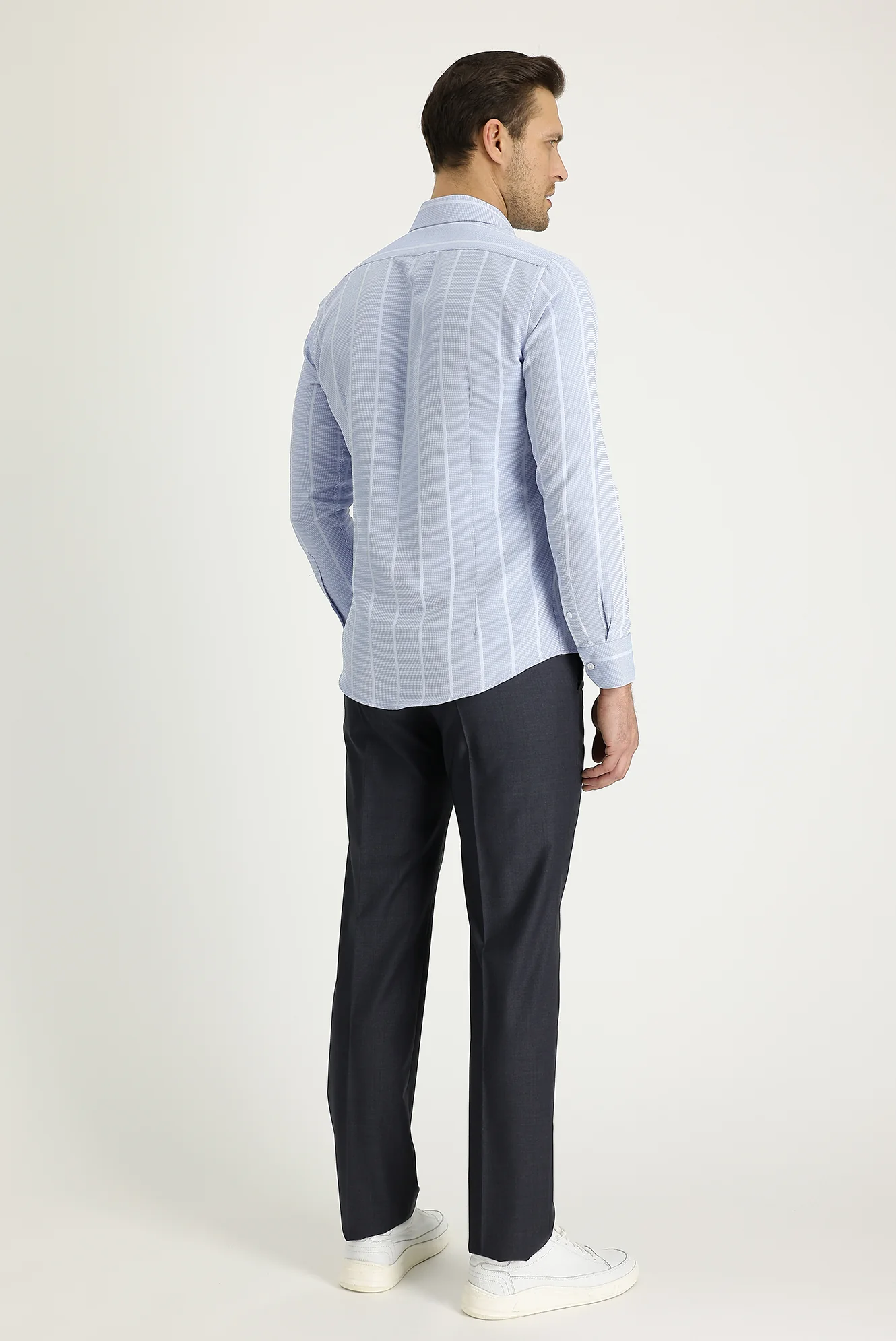 Koyu Füme 7 Drop Slim Fit Dar Kesim Yünlü Klasik Kumaş Pantolon - Image 3