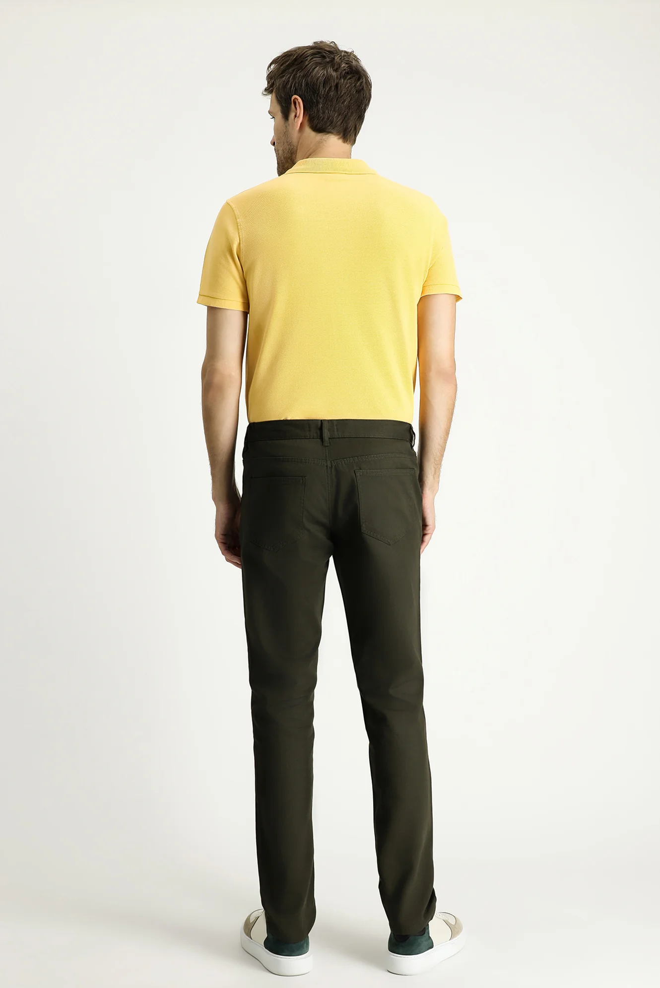 Koyu Haki Regular Fit Standart Kesim Beli Lastikli Likralı Chino/Kanvas Pantolon - Image 4