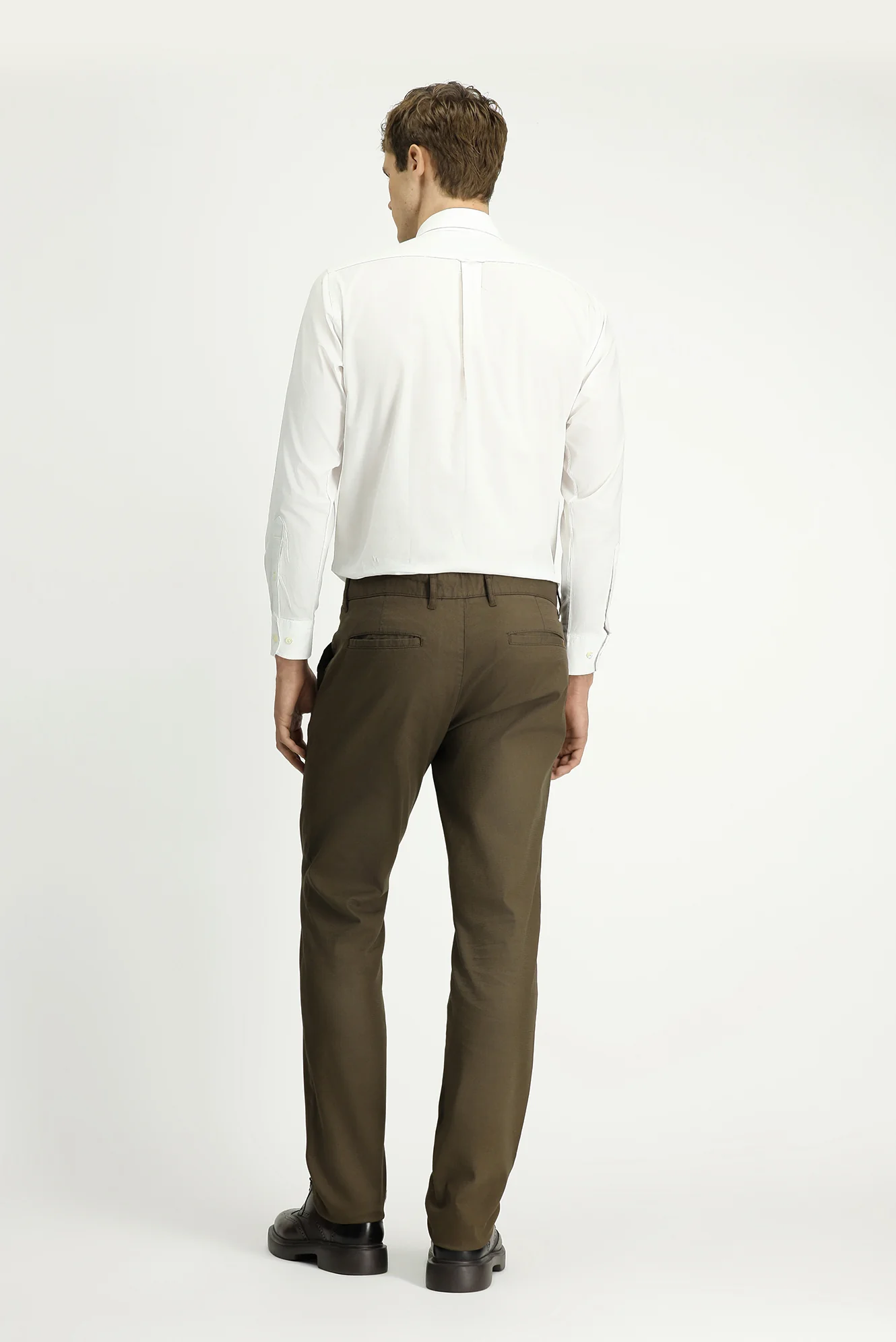 Koyu Haki Regular Fit Standart Kesim Desenli Likralı Kanvas / Chino Pantolon - Image 3