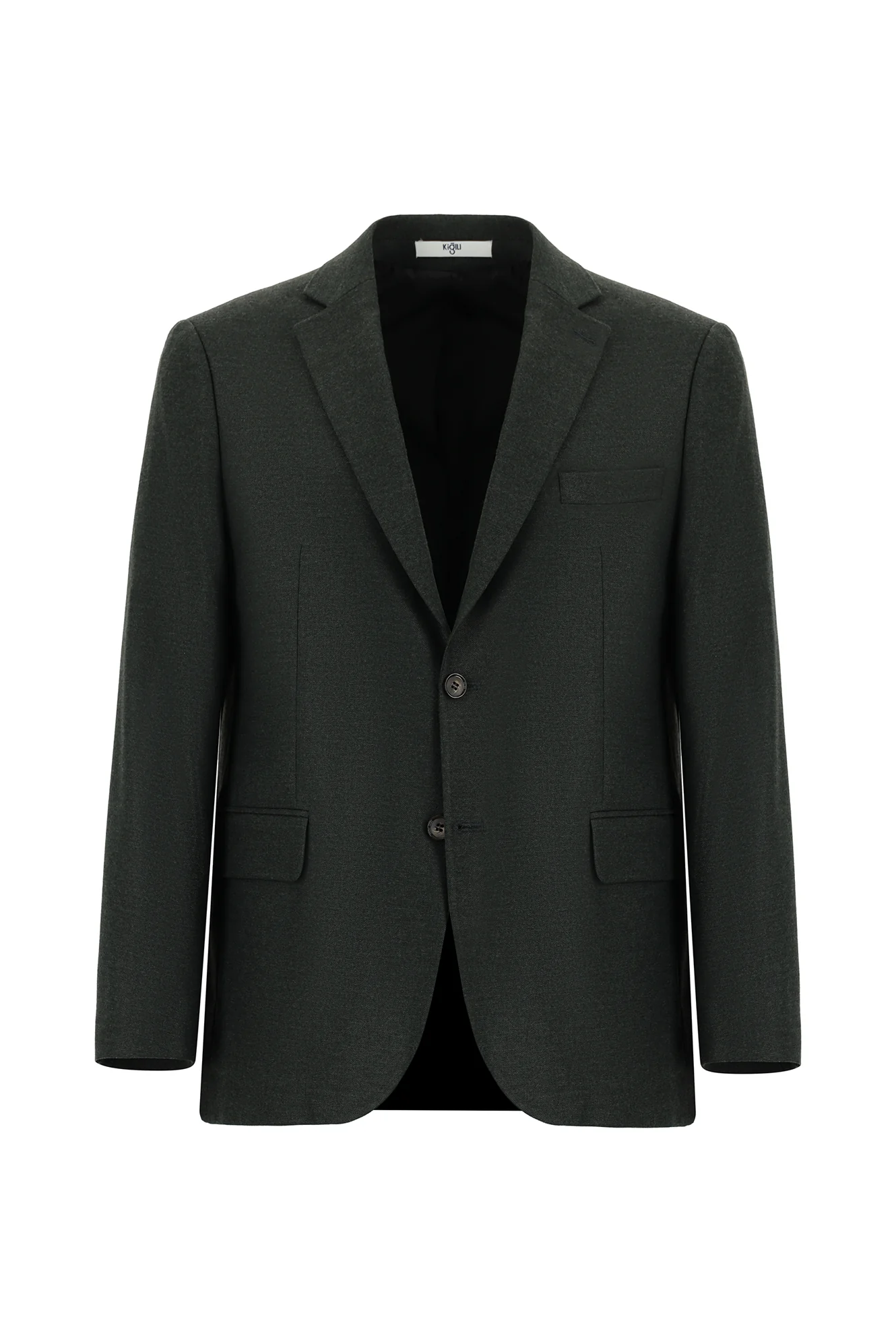 Koyu Haki 4 Drop Relaxed Fit Rahat Kesim Klasik Desenli Ceket