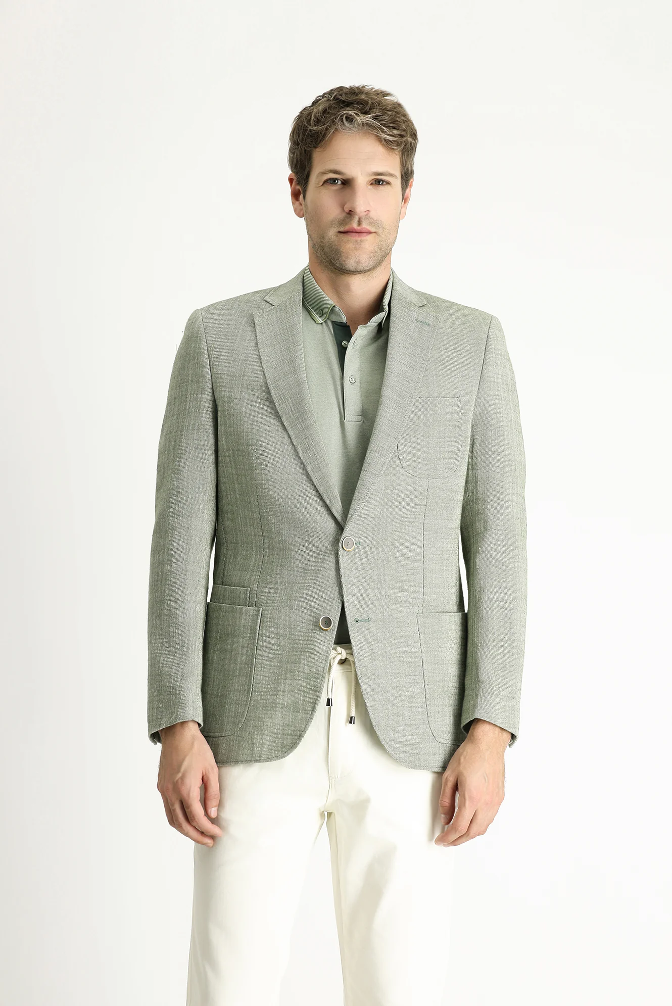 Koyu Haki 7 Drop Slim Fit Dar Kesim Desenli Spor Pamuk Ceket - Image 3