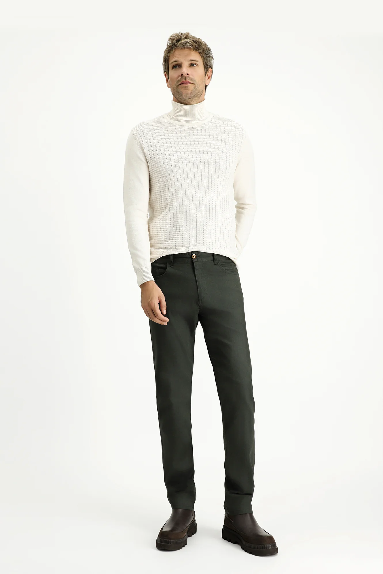Koyu Haki Slim Fit Dar Kesim Likralı Kanvas / Chino Pantolon - Image 2