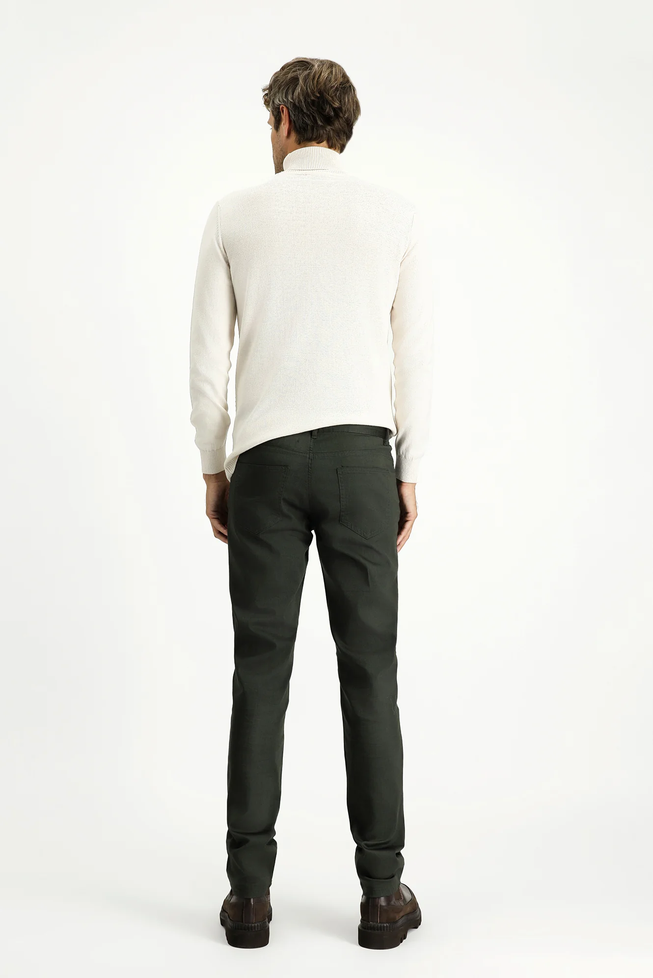 Koyu Haki Slim Fit Dar Kesim Likralı Kanvas / Chino Pantolon - Image 5