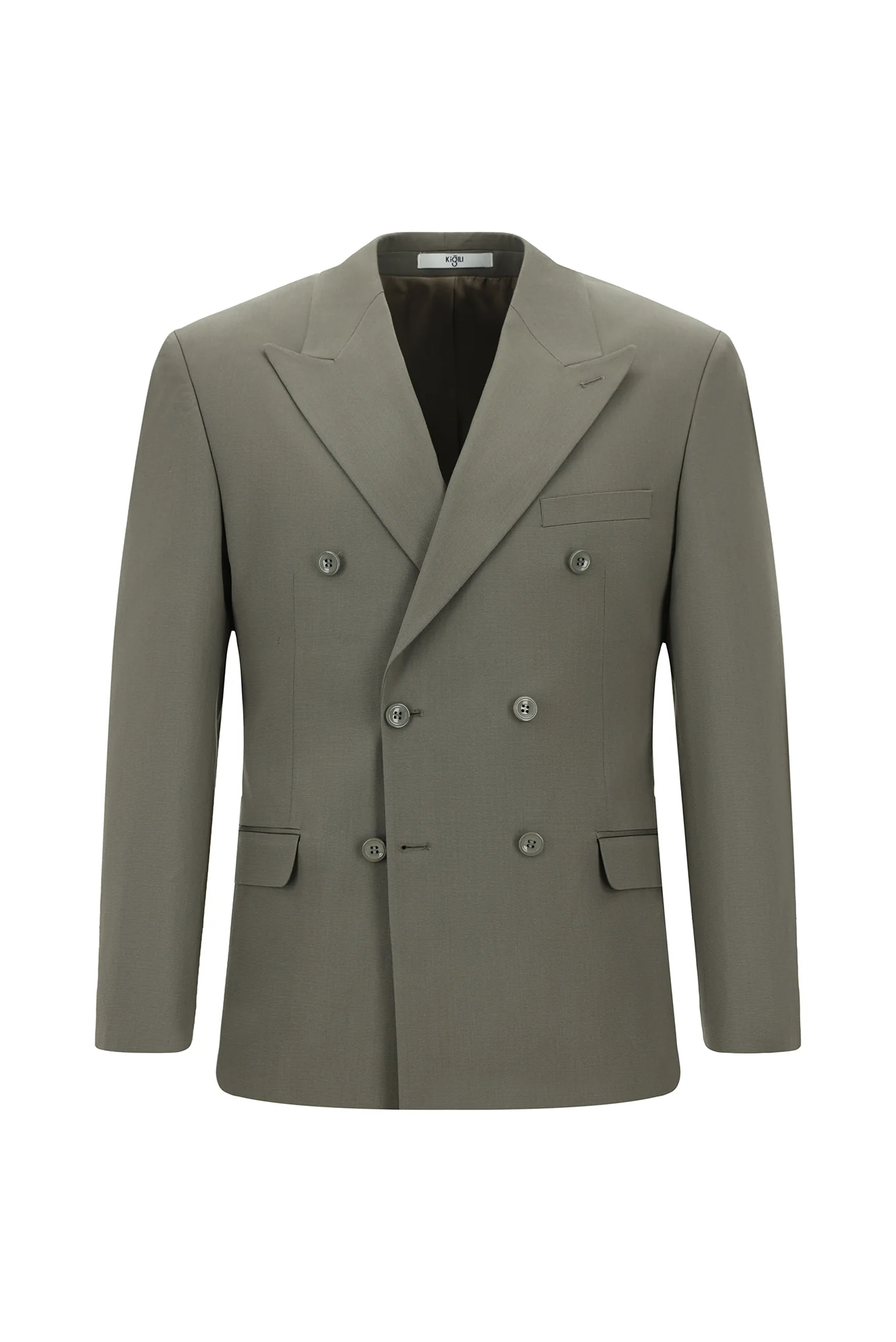 Koyu Haki 7 Drop Slim Fit Dar Kesim Pamuklu Lyocell Kruvaze Takım Elbise - Image 2