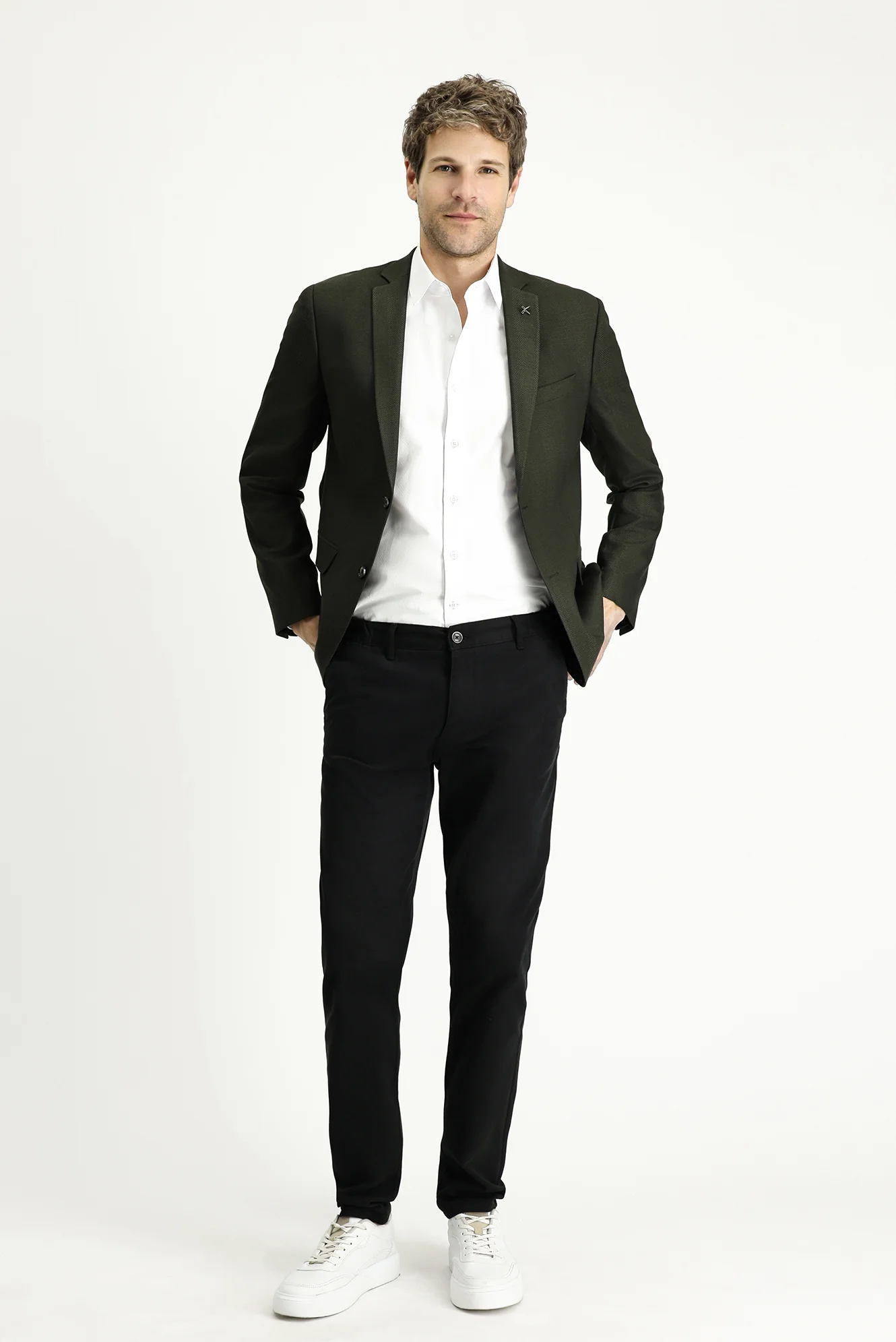 Koyu Haki 7 Drop Super Slim Fit Eksra Dar Kesim Desenli Blazer Ceket - Image 2