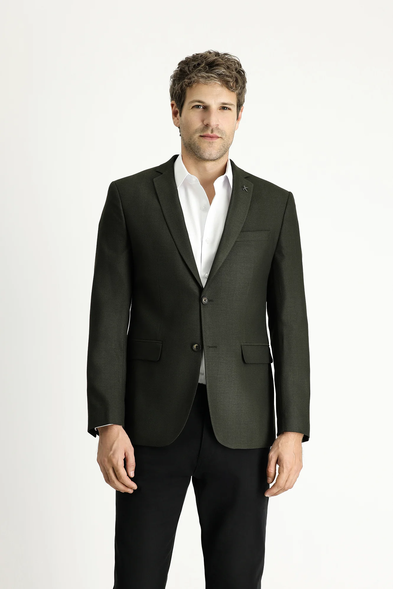 Koyu Haki 7 Drop Super Slim Fit Eksra Dar Kesim Desenli Blazer Ceket - Image 3