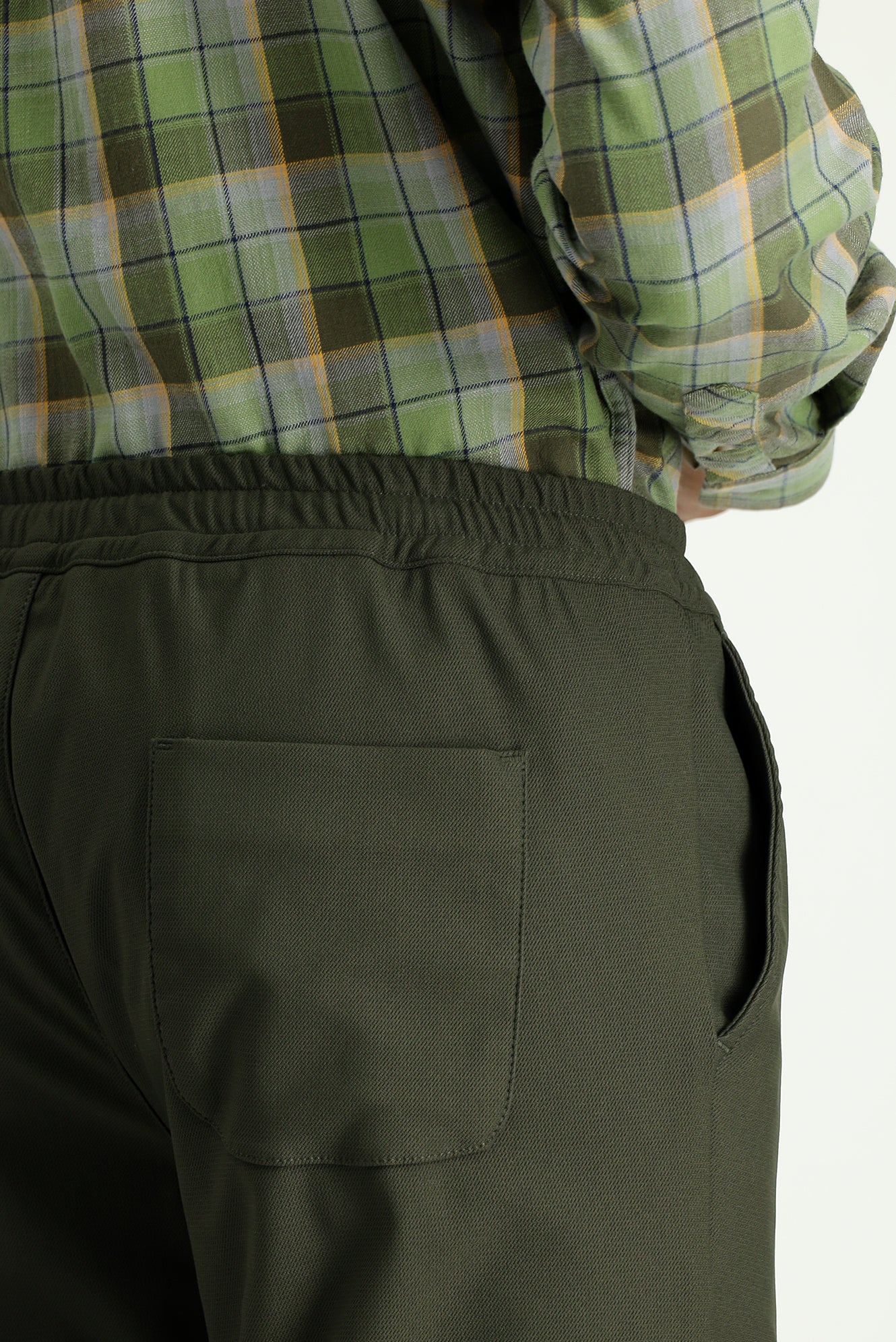 Koyu Haki Techno-Line 7 Drop Super Slim Fit Eksra Dar Kesim Likralı Beli Lastikli İpli Klasik Kumaş Pantolon - Image 6
