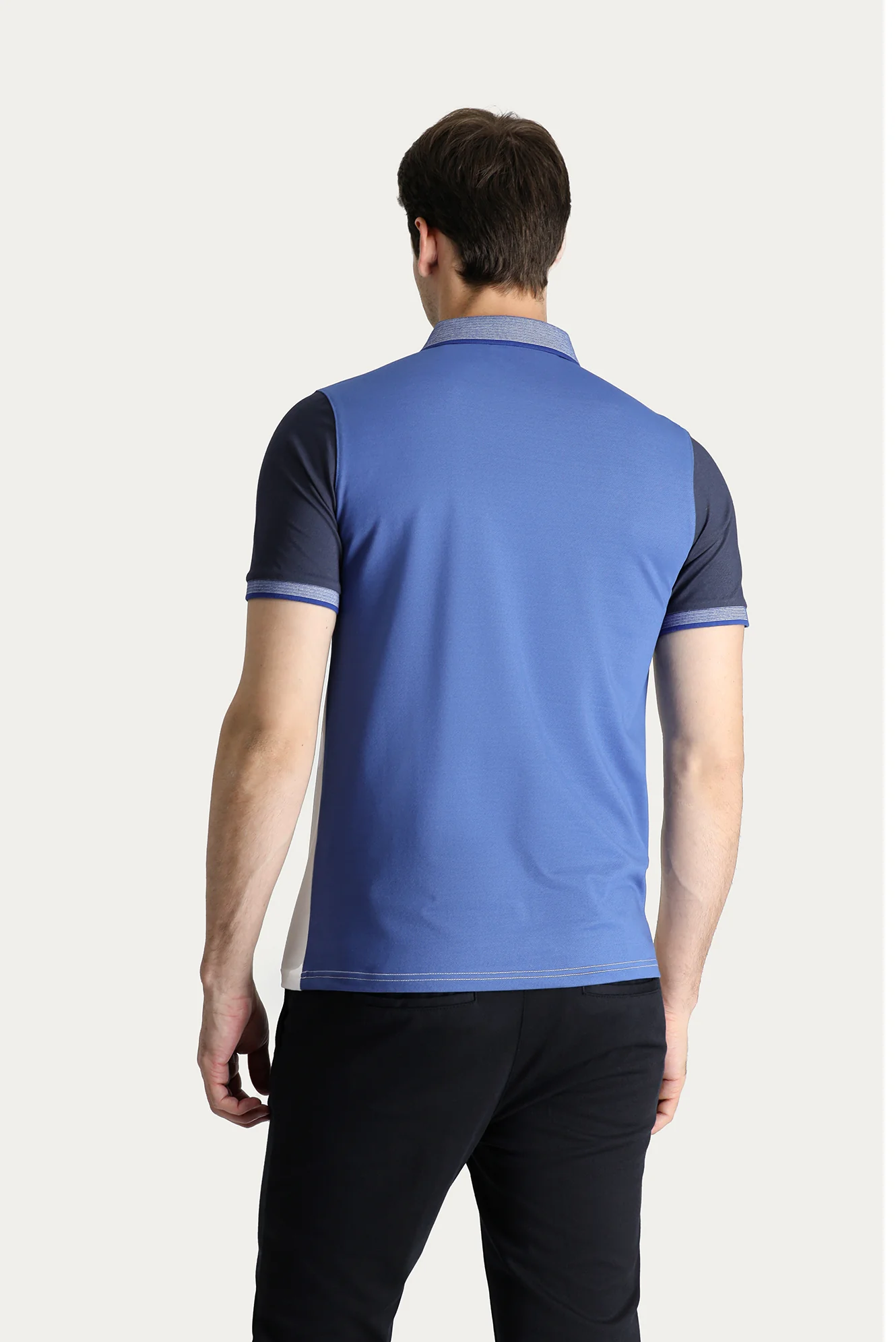 Koyu Havacı Polo Yaka Regular Fit Desenli Pamuklu Tişört - Image 3