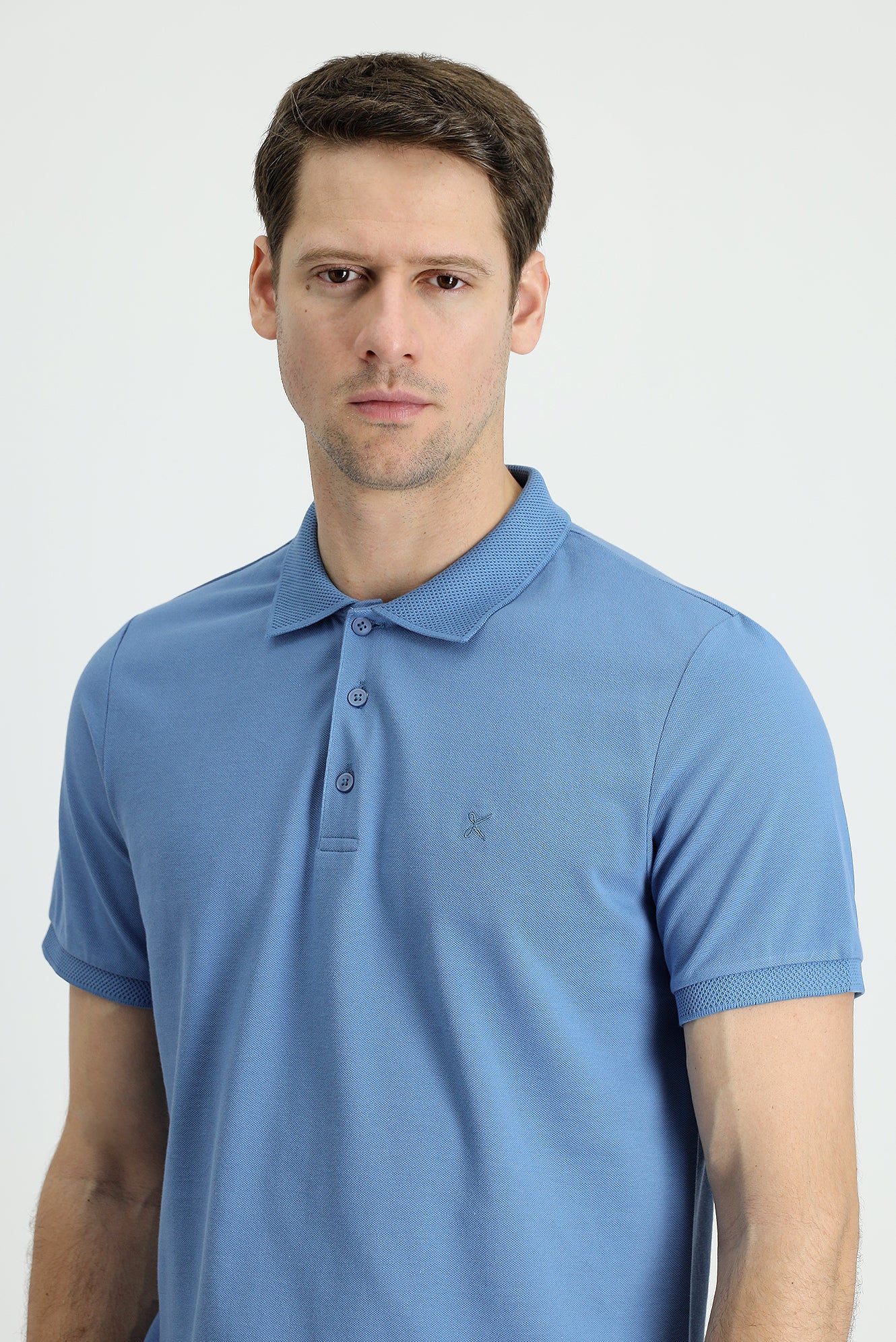 Koyu Havacı Polo Yaka Slim Fit Dar Kesim Nakışlı Pamuk Tişört