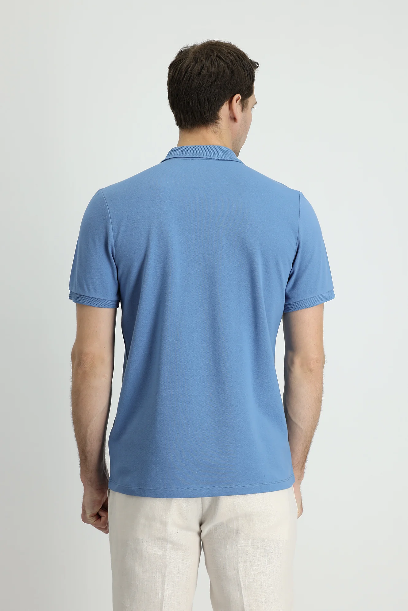 Koyu Havacı Polo Yaka Slim Fit Dar Kesim Nakışlı Pamuk Tişört - Image 3