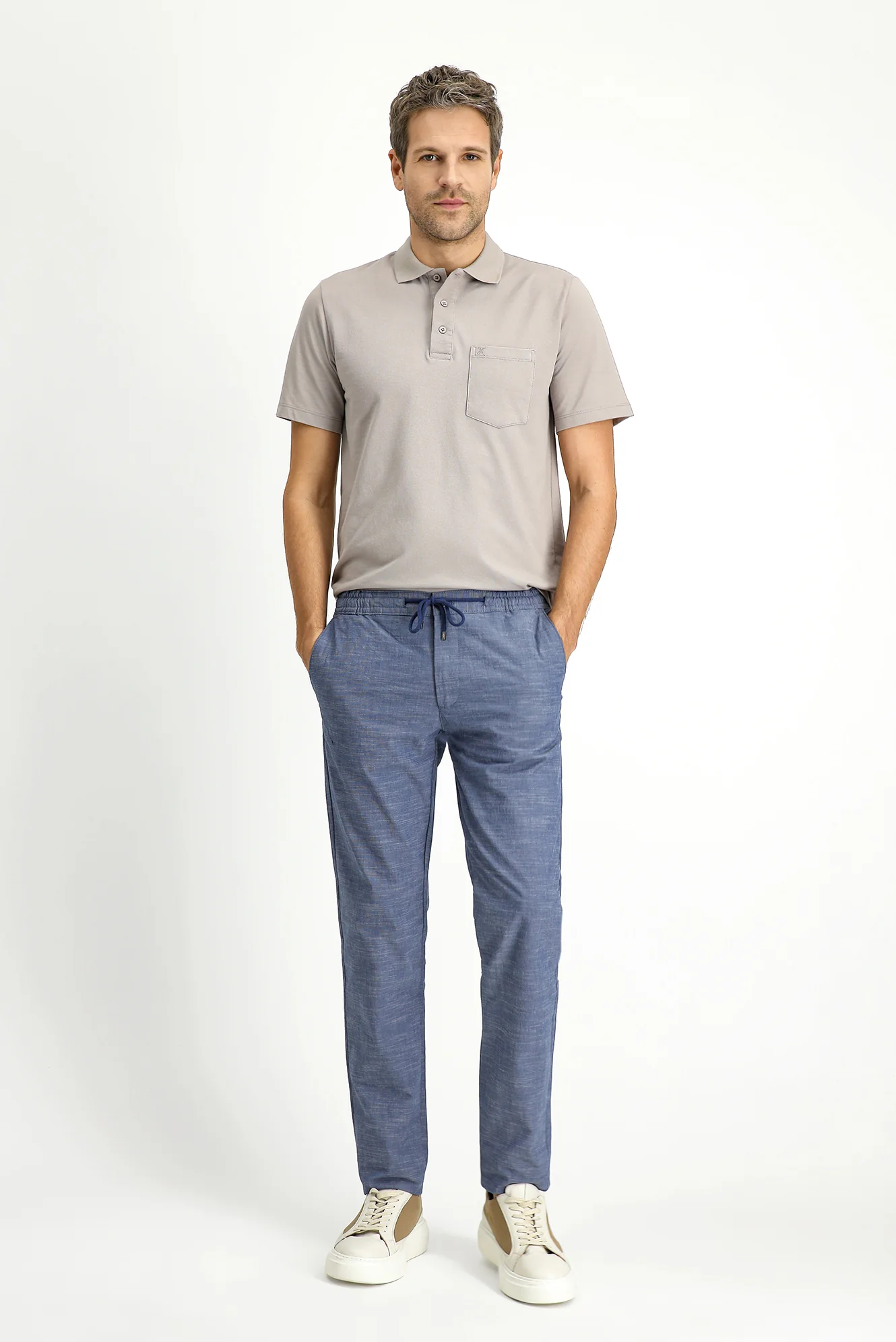 Koyu Havacı Relaxed Fit Rahat Kesim Beli Lastikli İpli Desenli Likralı Jogger Pantolon - Image 2