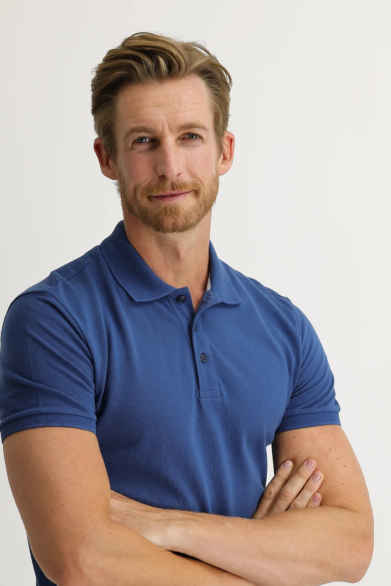 Koyu İndigo Polo Yaka Slim Fit Dar Kesim Nakışlı Pamuk Tişört