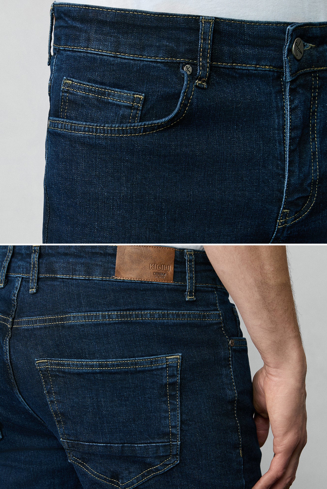 Koyu İndigo Slim Fit Dar Kesim Pamuklu Likralı Esnek 4 Mevsim Denim Pantolon - Image 4