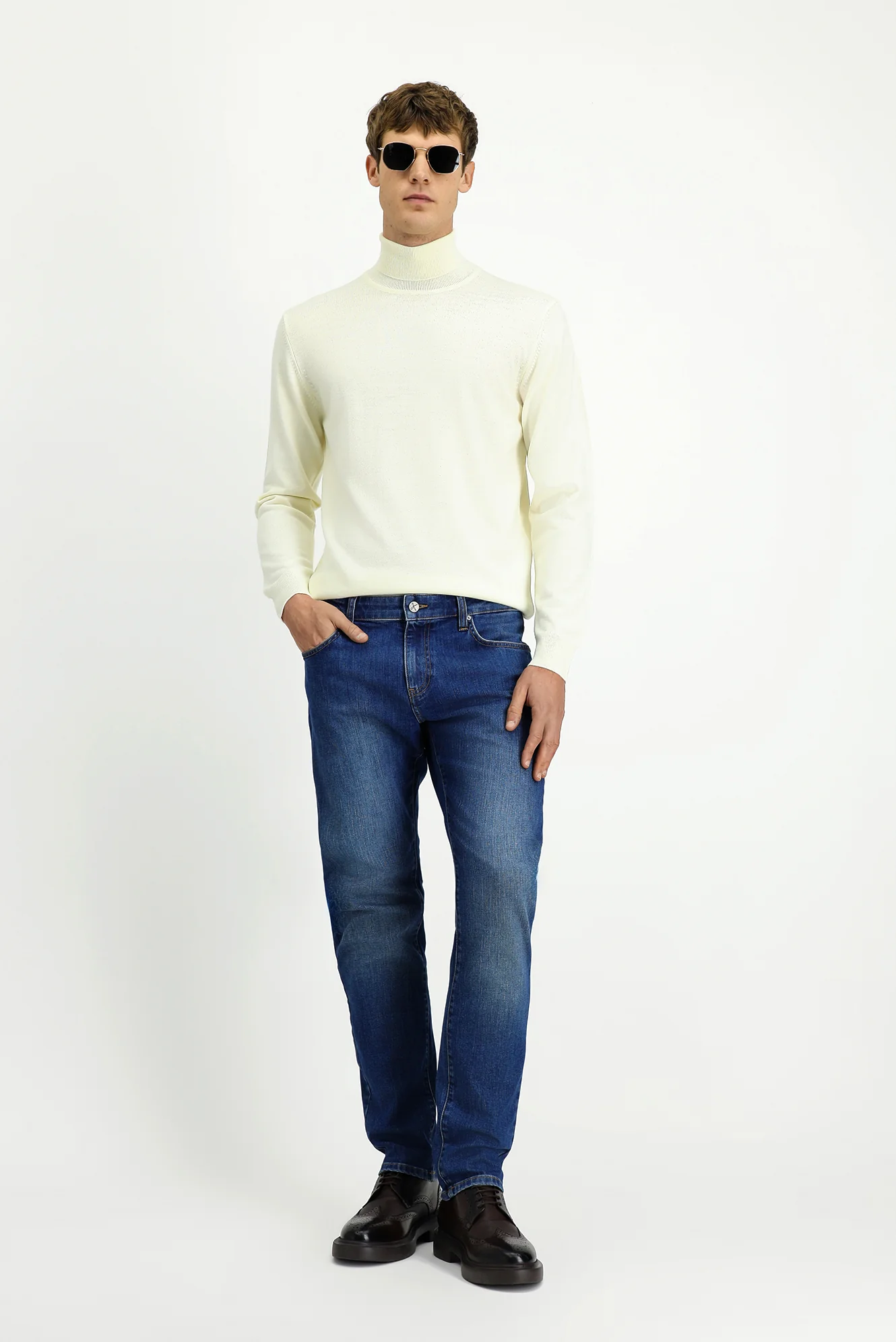 Koyu İndigo Slim Fit Dar Kesim Likralı Beş Cep Denim Pantolon