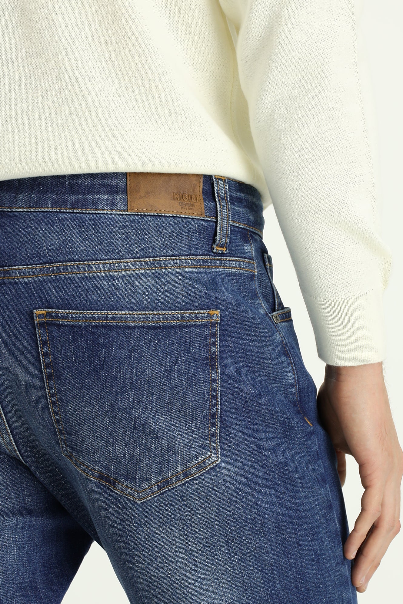 Koyu İndigo Slim Fit Dar Kesim Likralı Beş Cep Denim Pantolon - Image 6