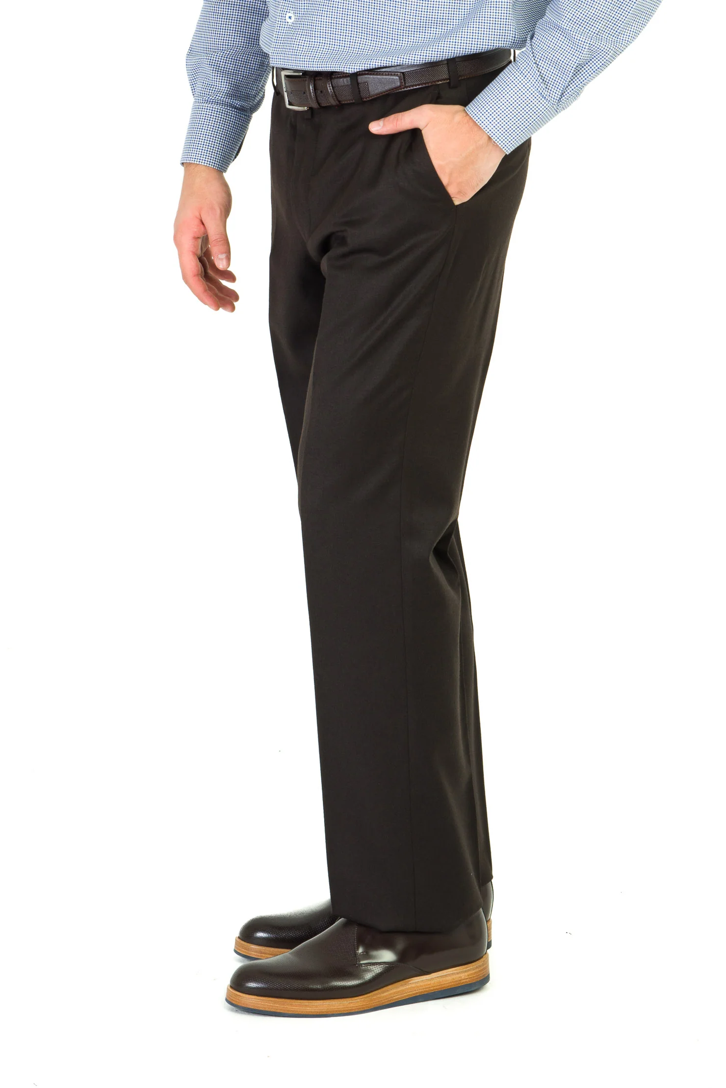 Koyu Kahve 6 Drop Regular Fit Standart Kesim Klasik Kumaş Pantolon - Image 2