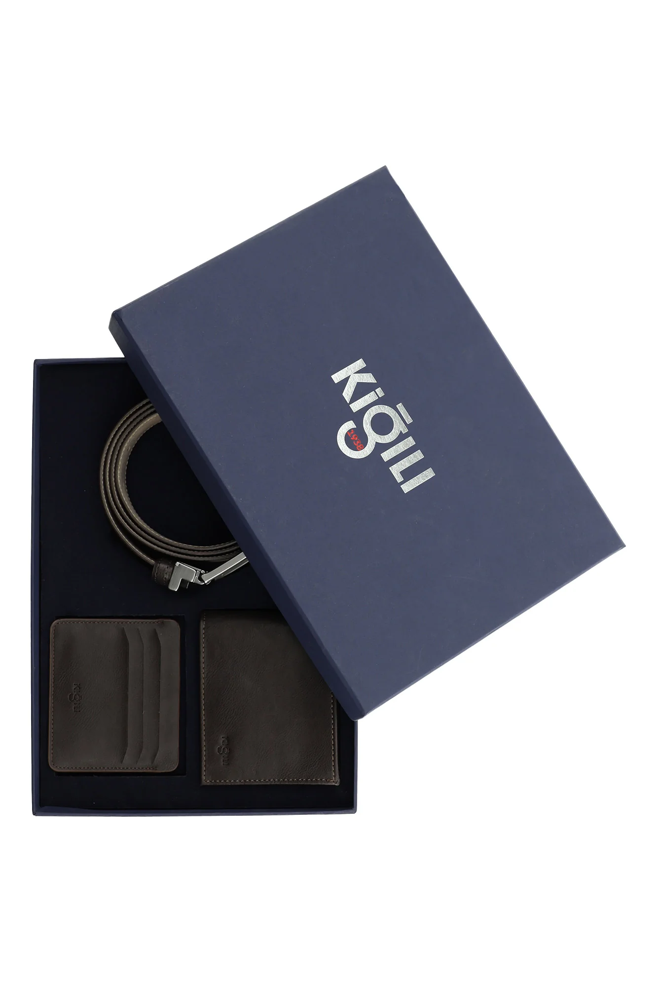 Koyu Kahve Düz 3'lü Kemer & Cüzdan & Kartlık Hediye Kutulu Set - Image 8