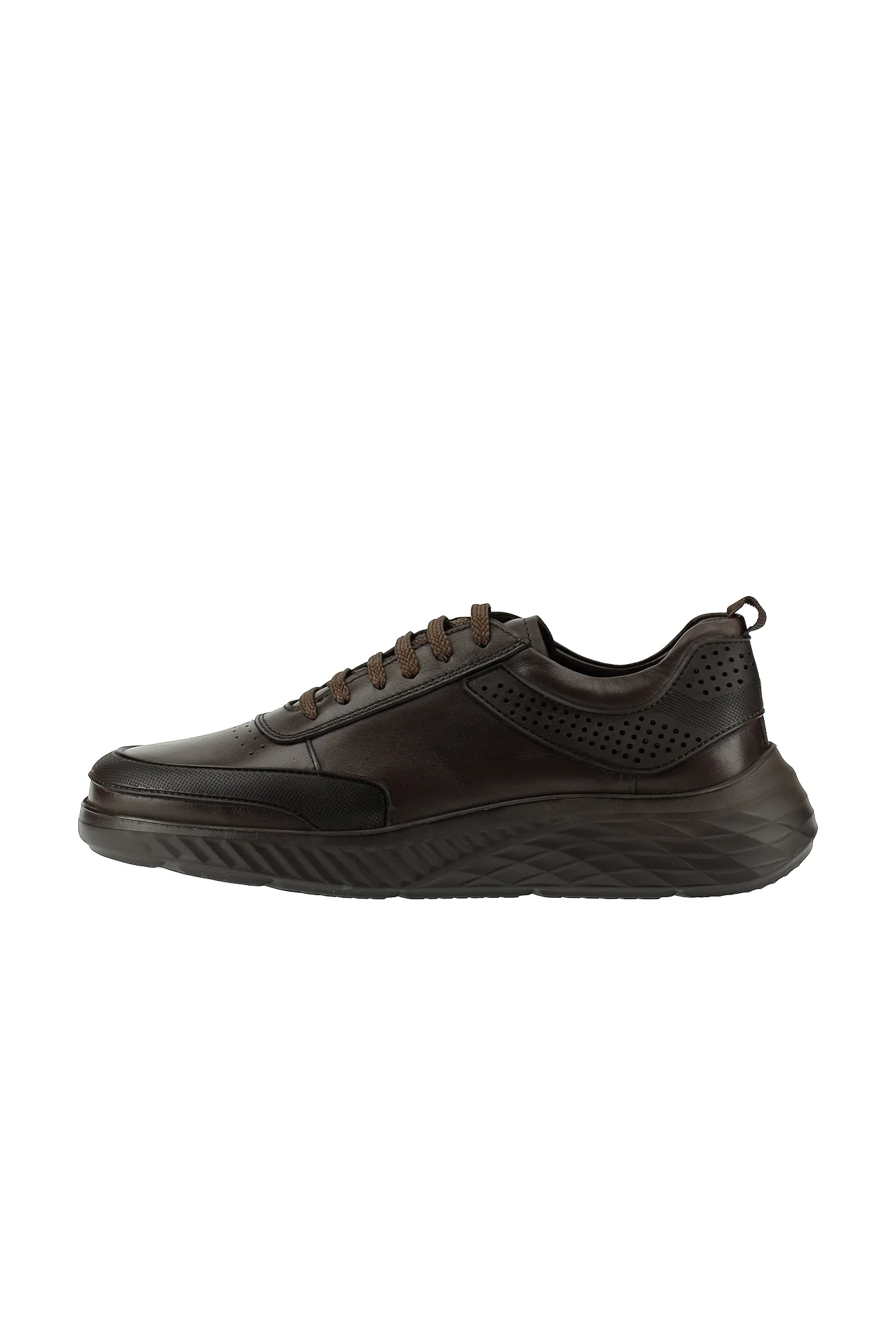 Koyu Kahve Spor Günlük Sneaker Deri Ayakkabı - Image 3