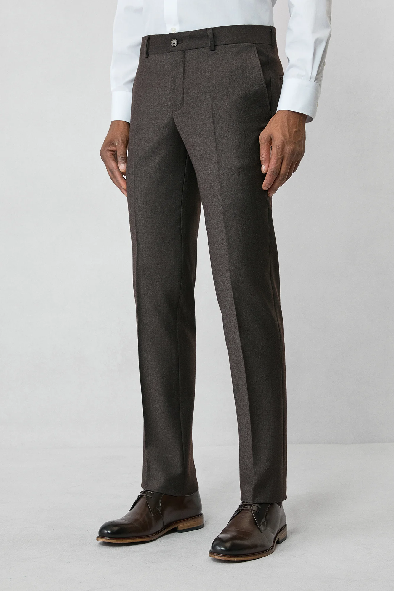 Koyu Kahve 7 Drop Slim Fit Dar Kesim Yünlü Flanel Klasik Pantolon - Image 6