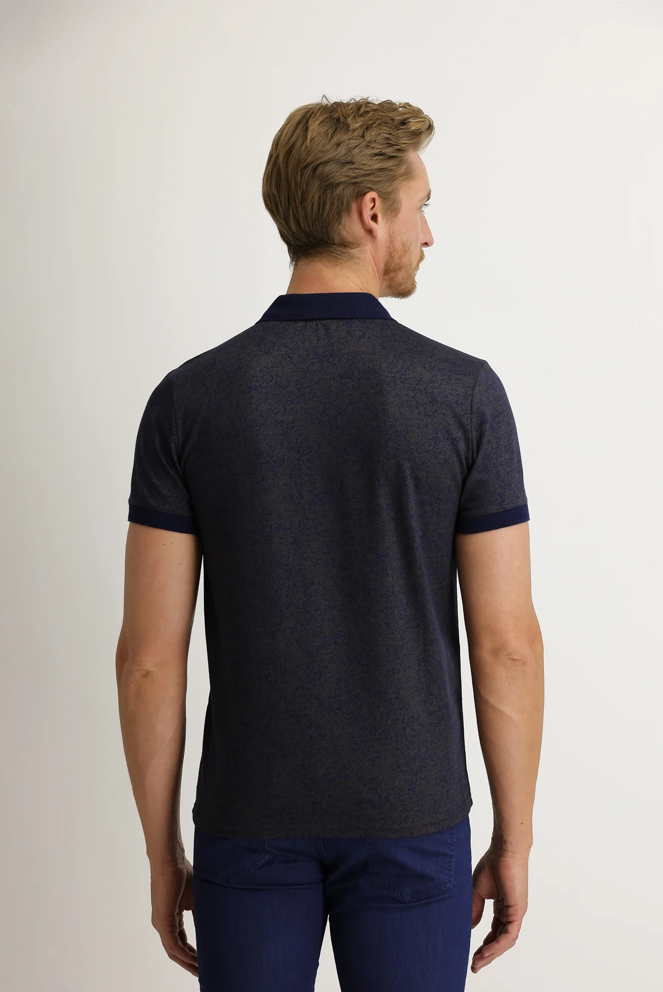 Koyu Kahve Polo Yaka Slim Fit Dar Kesim Desenli Tişört - Image 5