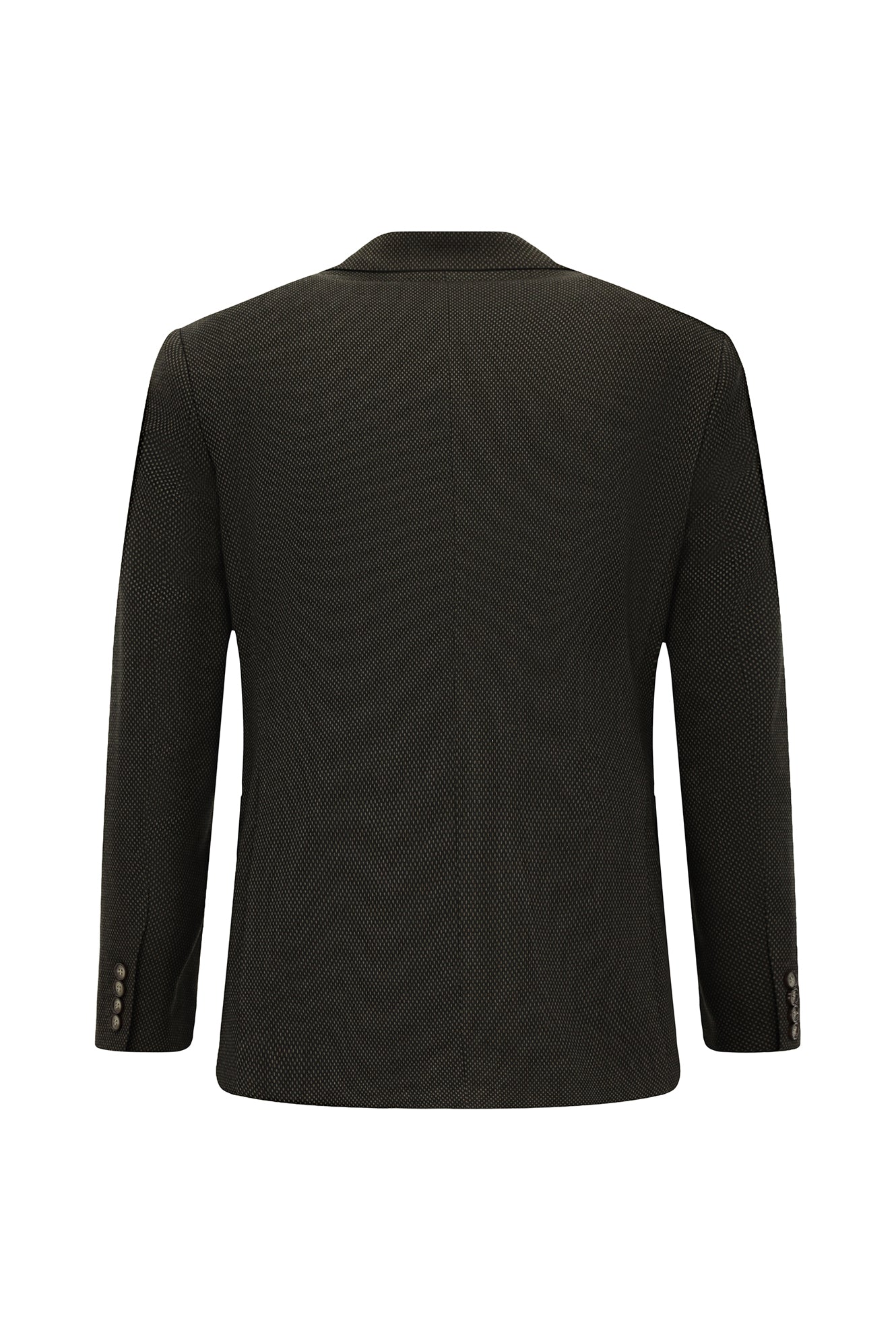 Koyu Kahve 6 Drop Regular Fit Standart Kesim Desenli Likralı Kruvaze Ceket - Image 2