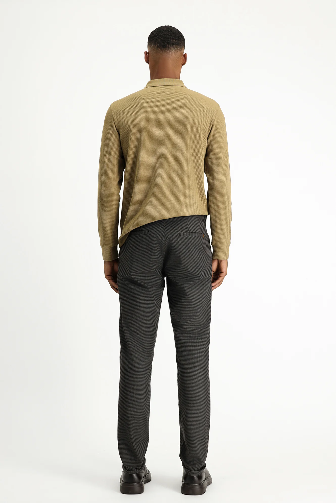 Koyu Kahve Regular Fit Standart Kesim Likralı Desenli Kanvas / Chino Pantolon - Image 4