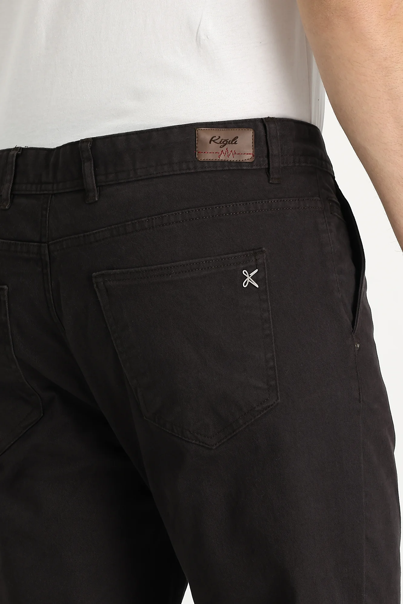 Koyu Kahve Regular Fit Standart Kesim Likralı Kanvas / Chino Pantolon - Image 4