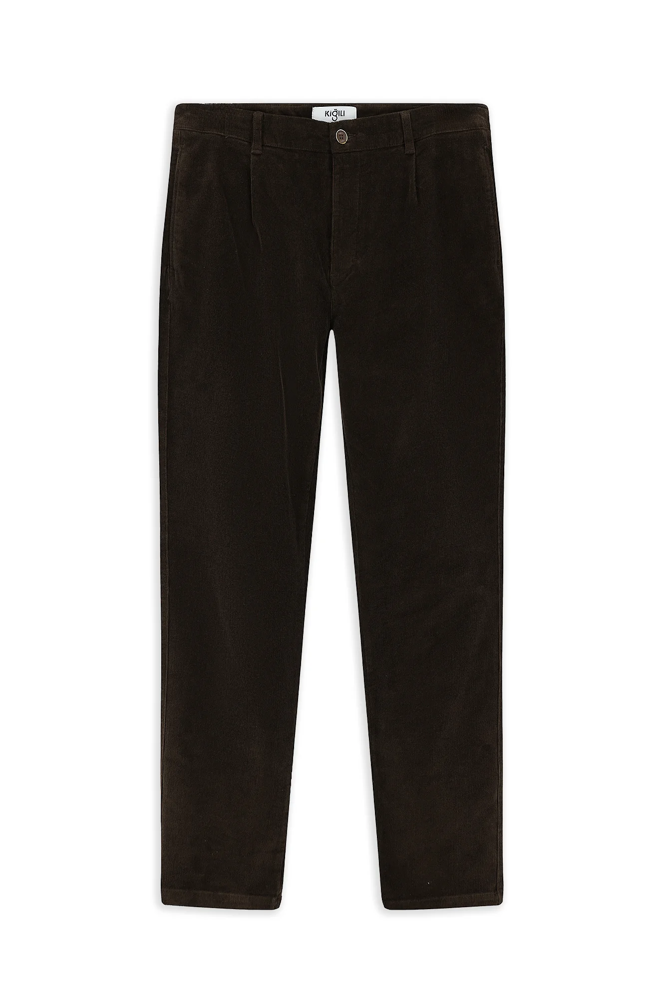 Koyu Kahve Regular Fit Standart Kesim Likralı Pileli Kadife Pantolon - Image 8
