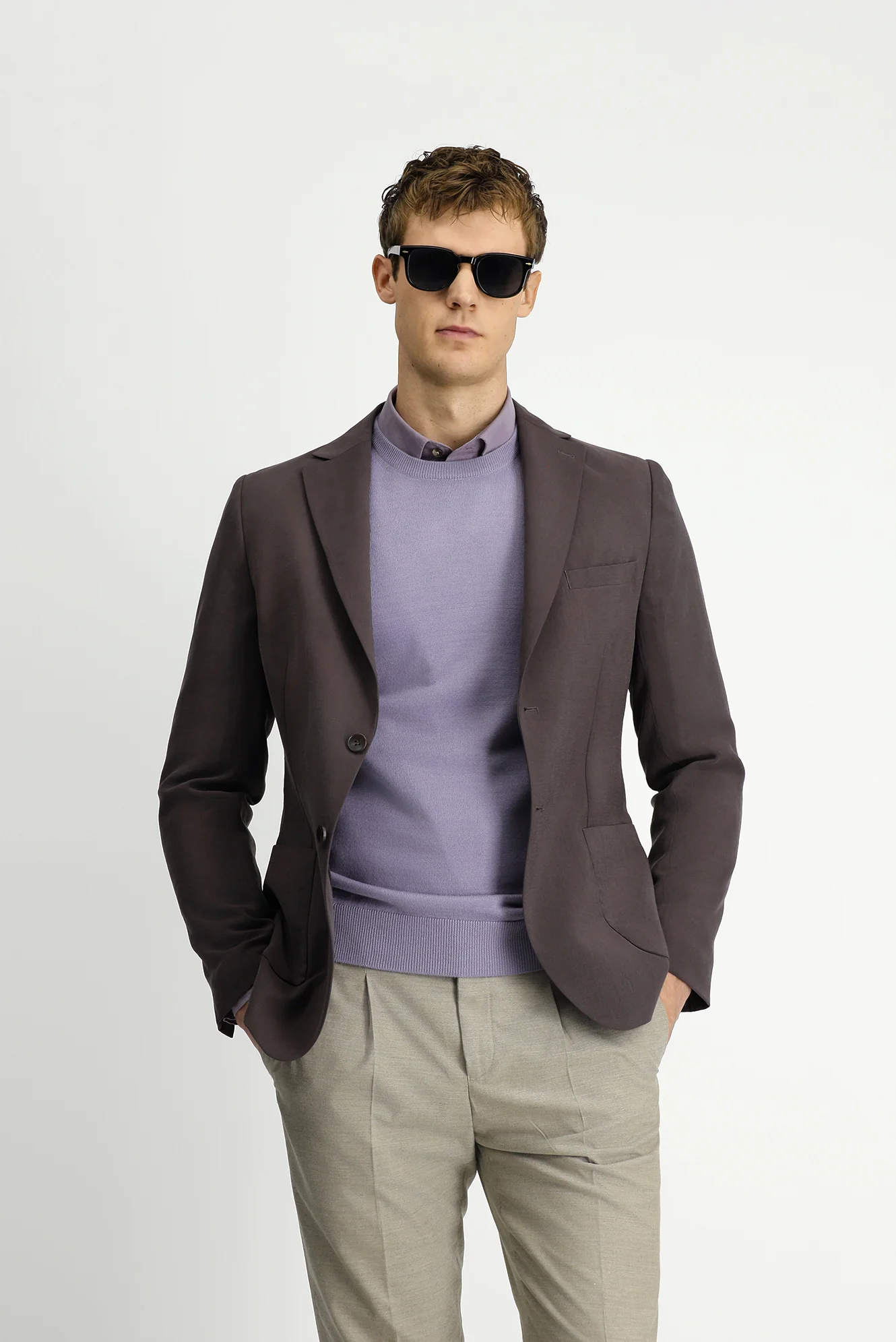 Koyu Kahve 6 Drop Regular Fit Standart Kesim Modal Karışımlı Torba Cep Mono Yaka Spor Ceket - Image 3