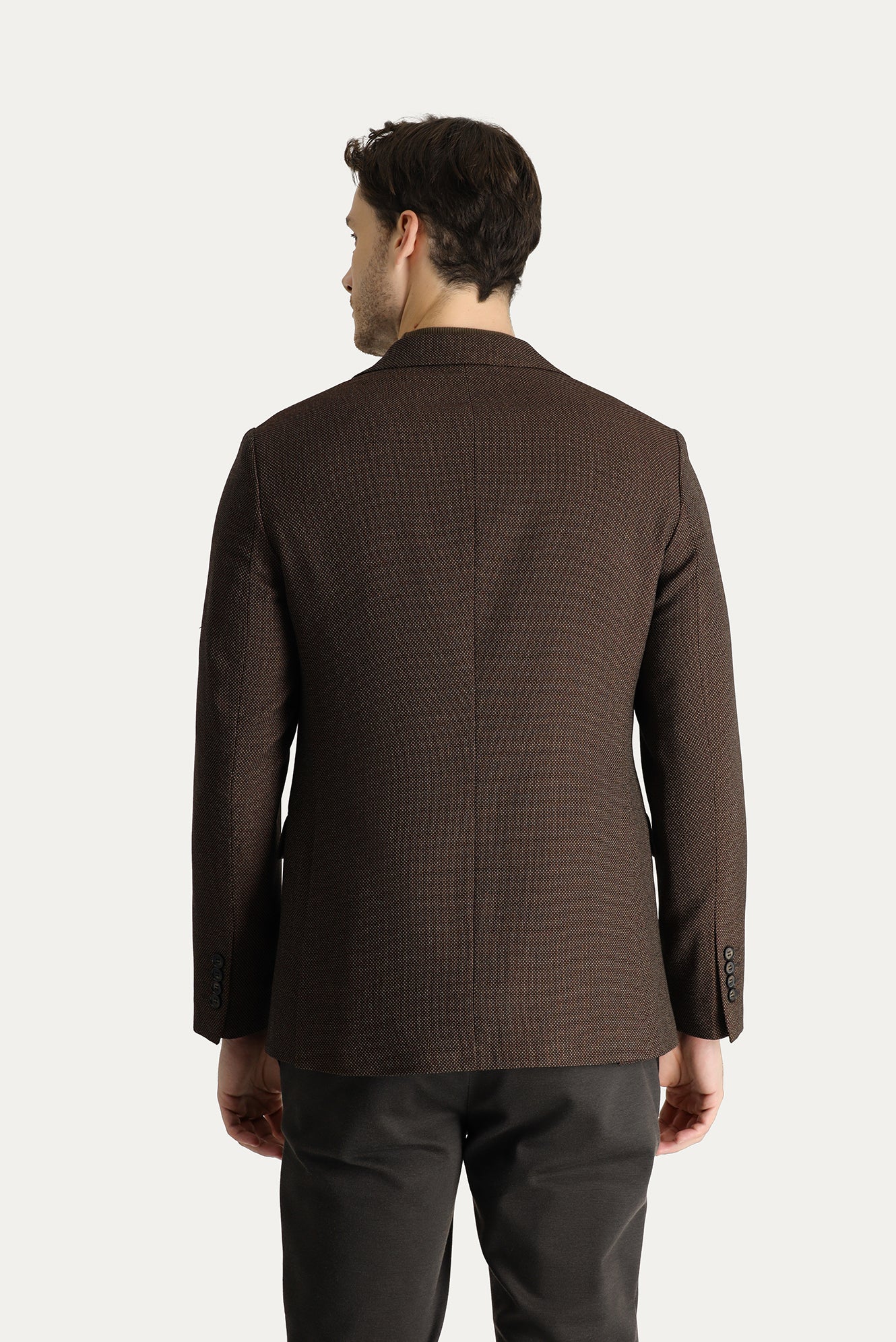 Koyu Kahve 6 Drop Regular Fit Standart Kesim Yünlü Desenli Klasik Ceket - Image 4