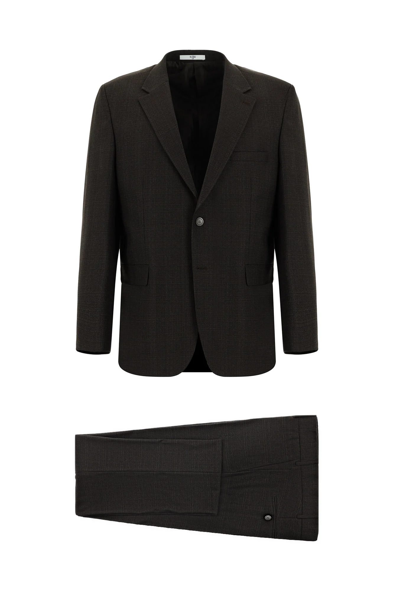 Koyu Kahve 4 Drop Relaxed Fit Rahat Kesim Ekose Takım Elbise