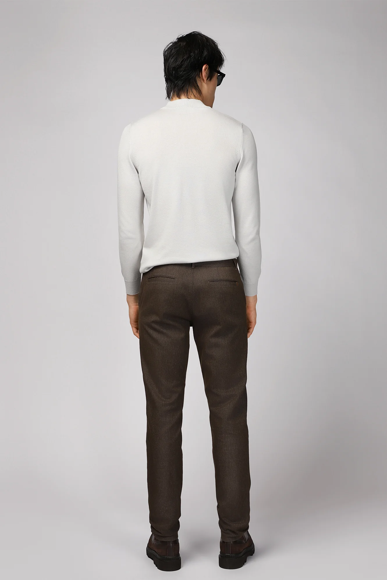 Koyu Kahve Relaxed Fit Rahat Kesim Likralı Kanvas / Chino Pantolon - Image 4