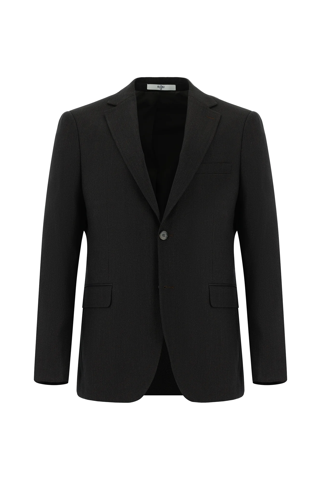 Koyu Kahve 7 Drop Slim Fit Dar Kesim Desenli Takım Elbise - Image 2
