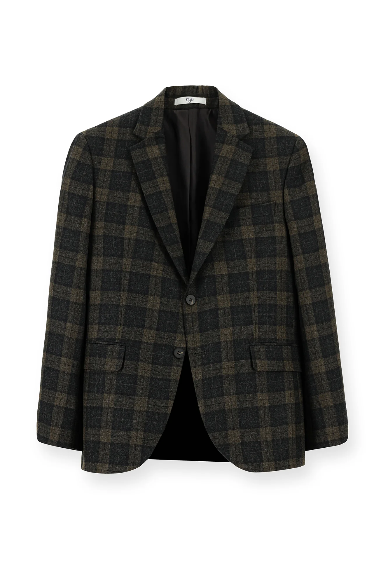 Koyu Kahve 7 Drop Slim Fit Dar Kesim Klasik Ekose Yün Ceket - Image 5