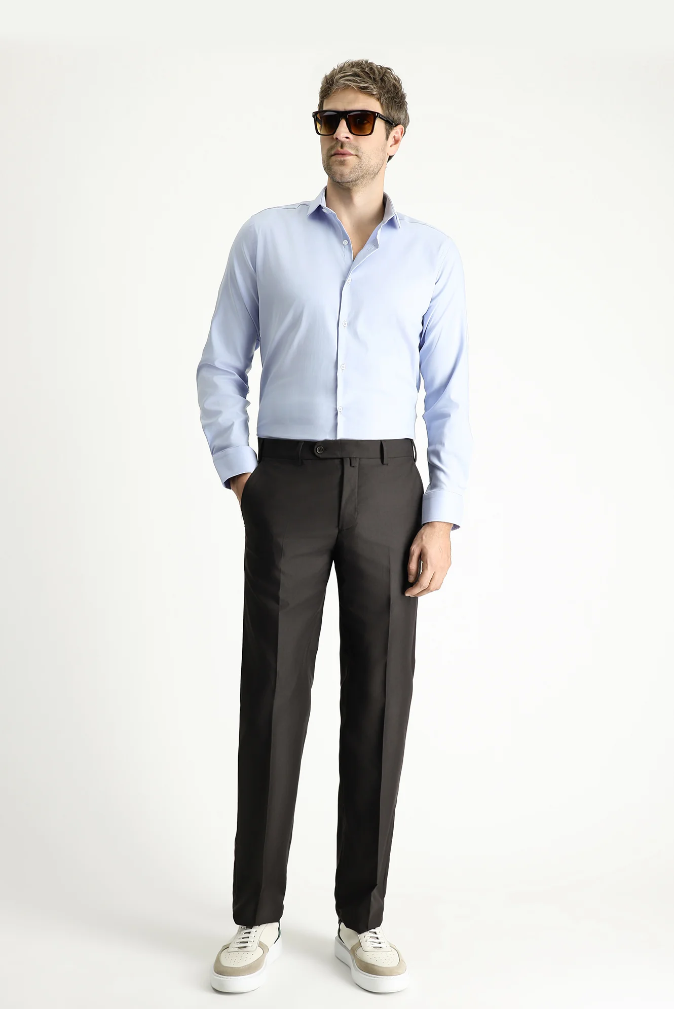 Koyu Kahve 7 Drop Slim Fit Dar Kesim Klasik Kumaş Pantolon